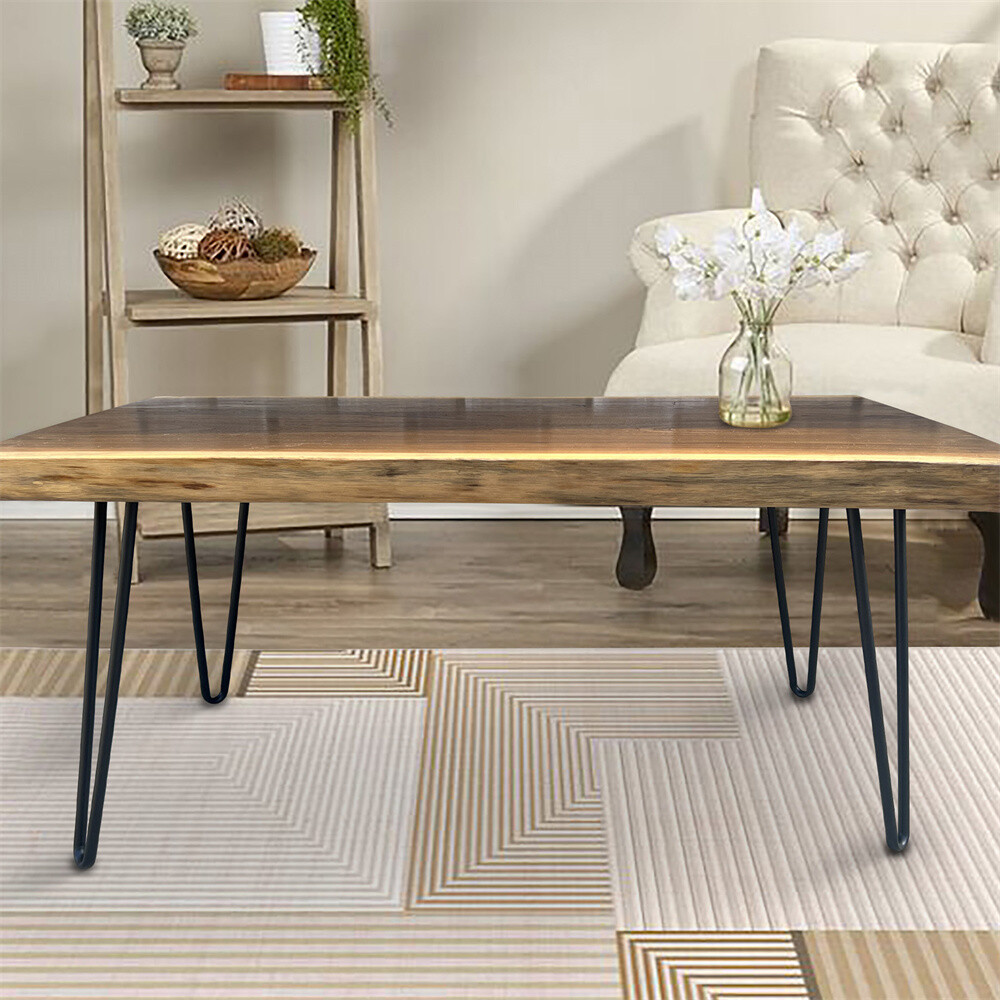 Rustic Teak Live Edge Small Coffee Table Mid-Century Modern Table Home Decor