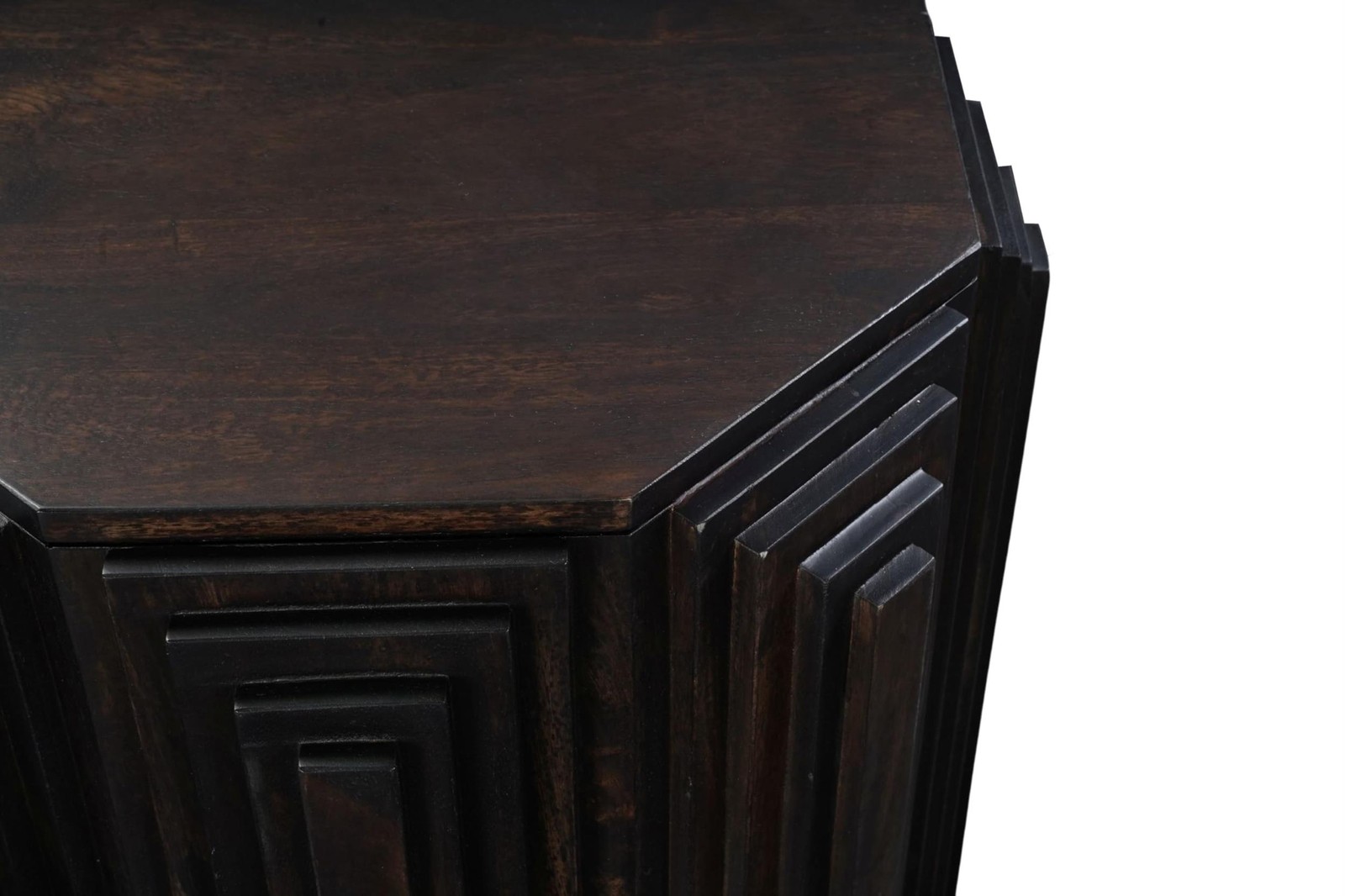 Carolina Cascade Falls 22″x26″ Geo Design Octagonal Side Table in Java