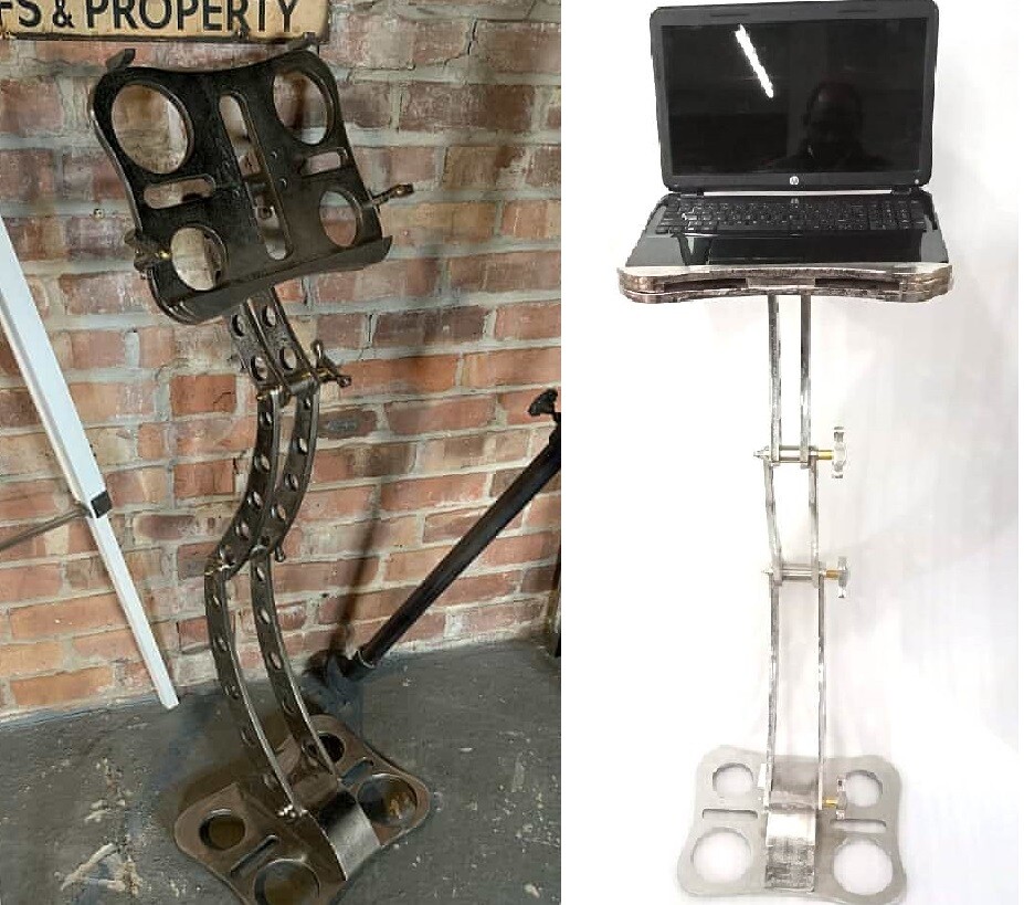 Rustic Laptop table/MENU Stand Steampunk Floor Home decor nickel adjustable