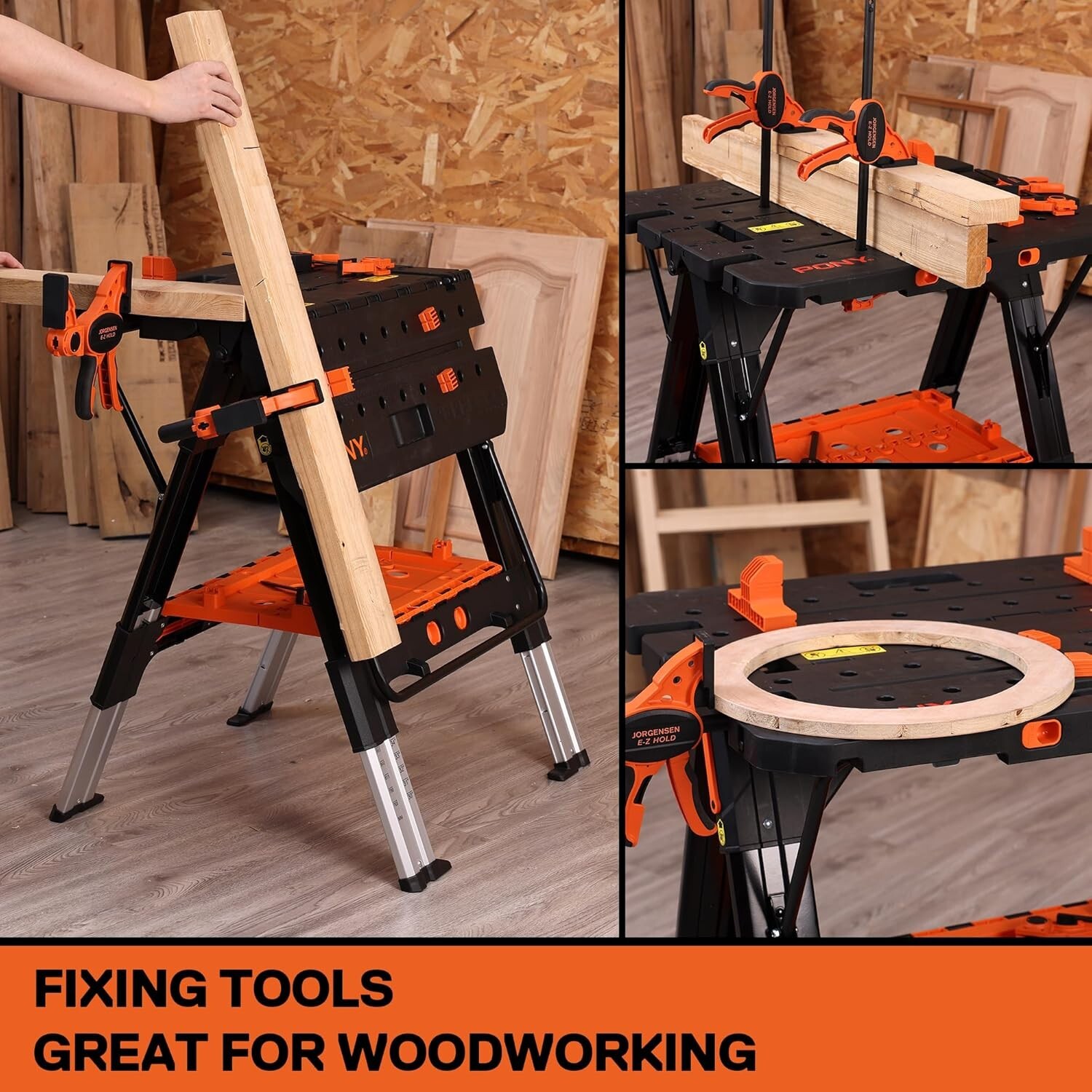 Portable Folding 2-in-1 Workbench & Sawhorse – Lightweight & Multifunctional