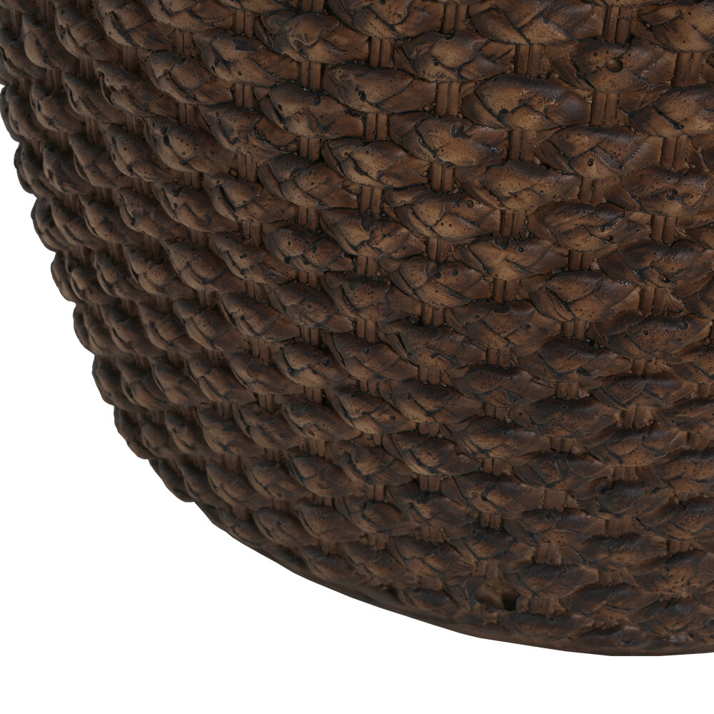 Faux Rattan Side Table – Handmade MgO Construction, Indoor/Outdoor Use (Brown)