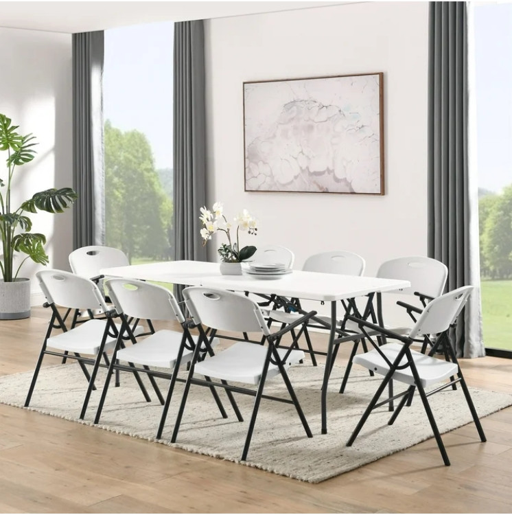 6FT Portable Folding Table – Fold-in-Half Picnic Table w/Handle, On-the-Go – NEW