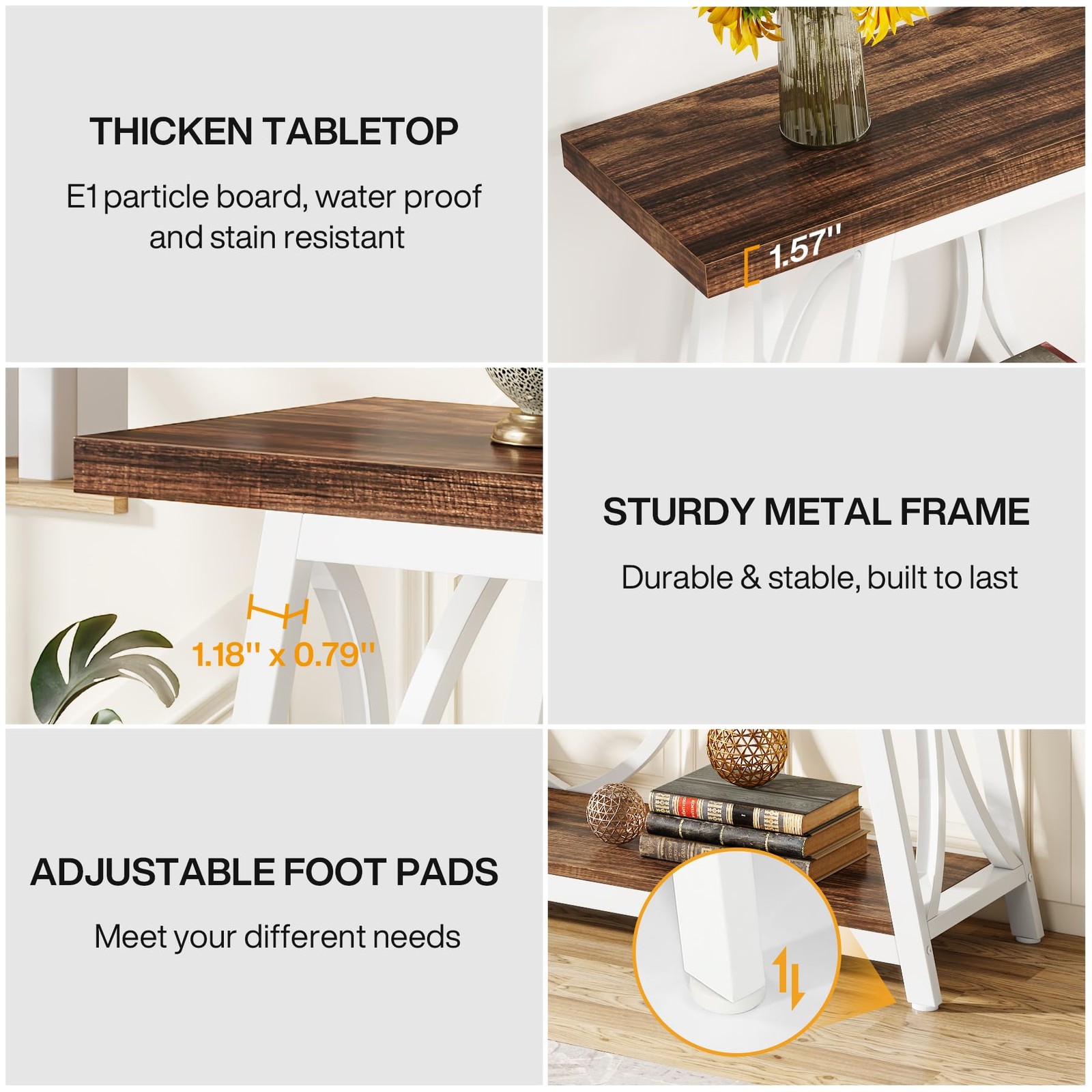 Tribesigns 70.9 inch 70.87 inches x 11.81 x 31.5 inches, White & Brown