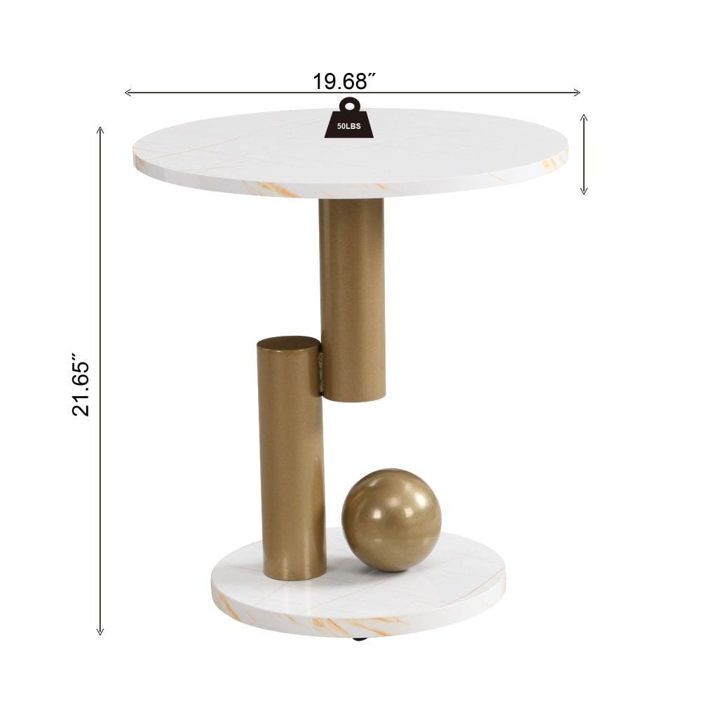 Modern Nesting Coffee Table Set of 2 Oval Round End TableGolden MDF Metal Frame