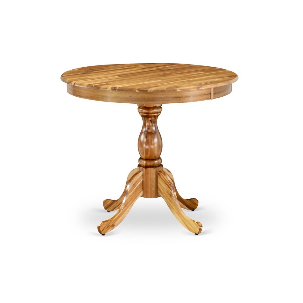 Round Dining Table Natural Acacia Color Table Top Surface and Asian Wood…