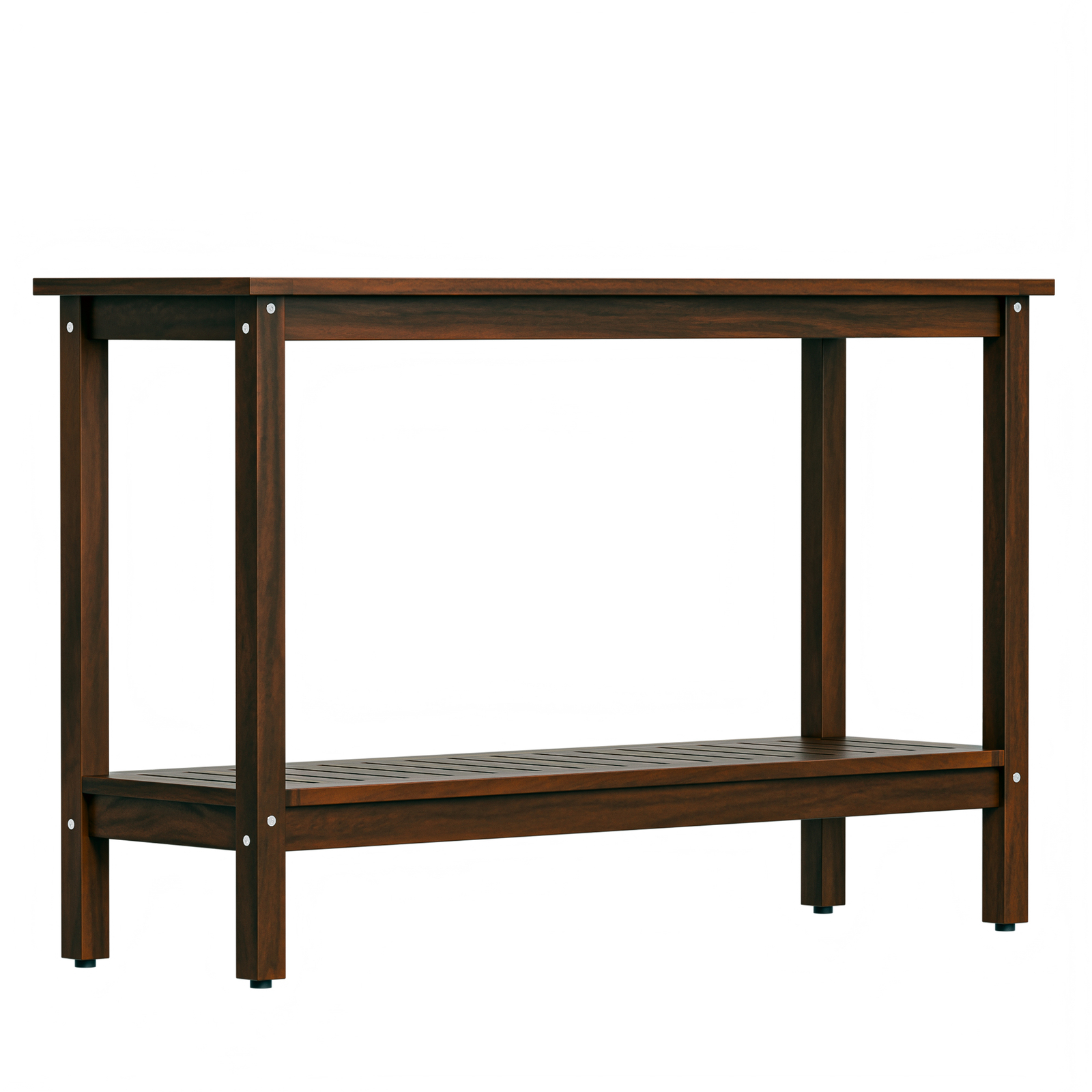 Outdoor Wooden Console Table with 2 Tier Shelf Patio Side Accent Table Coffee