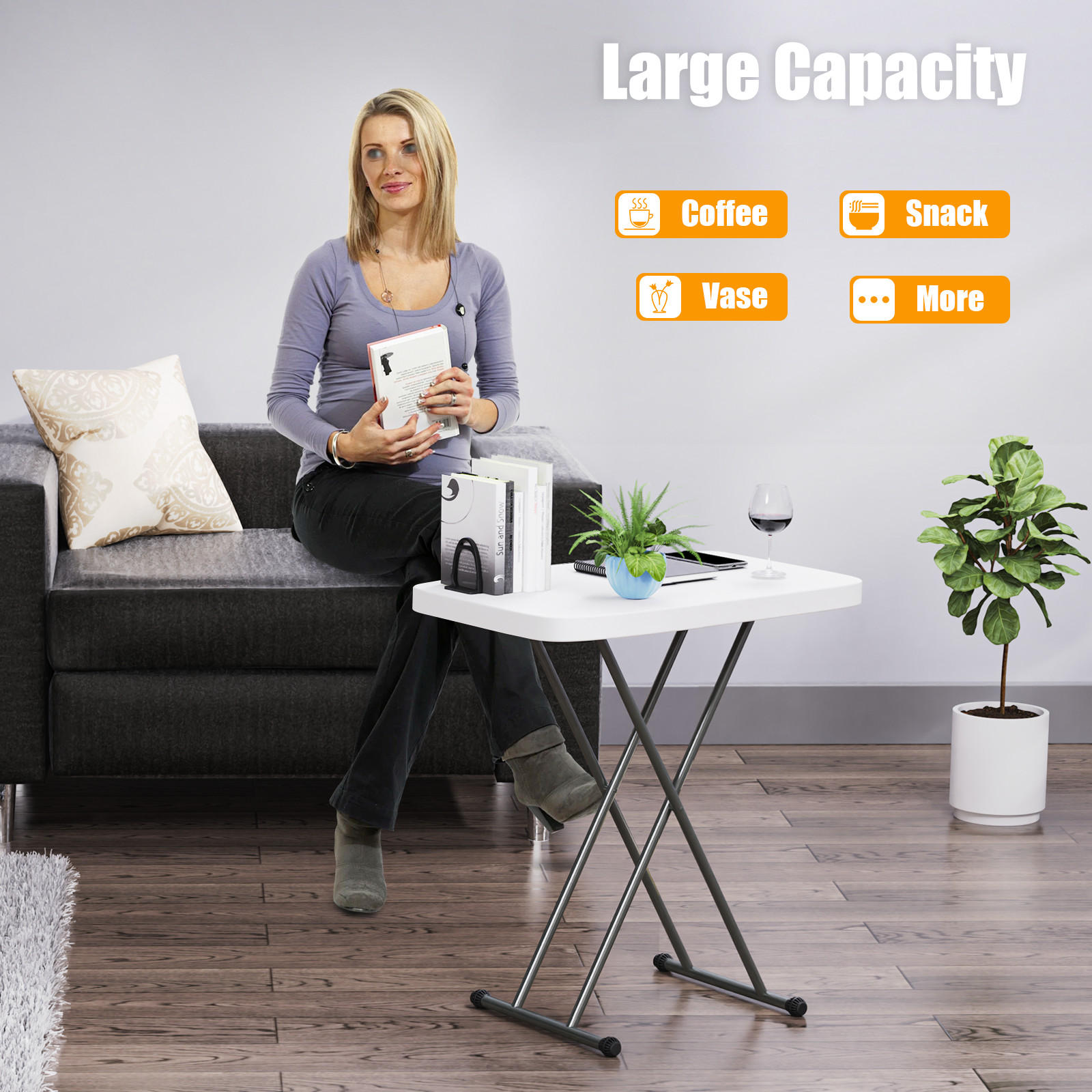 Portable Indoor Outdoor Folding Table Picnic Adjustable Height Camping Table