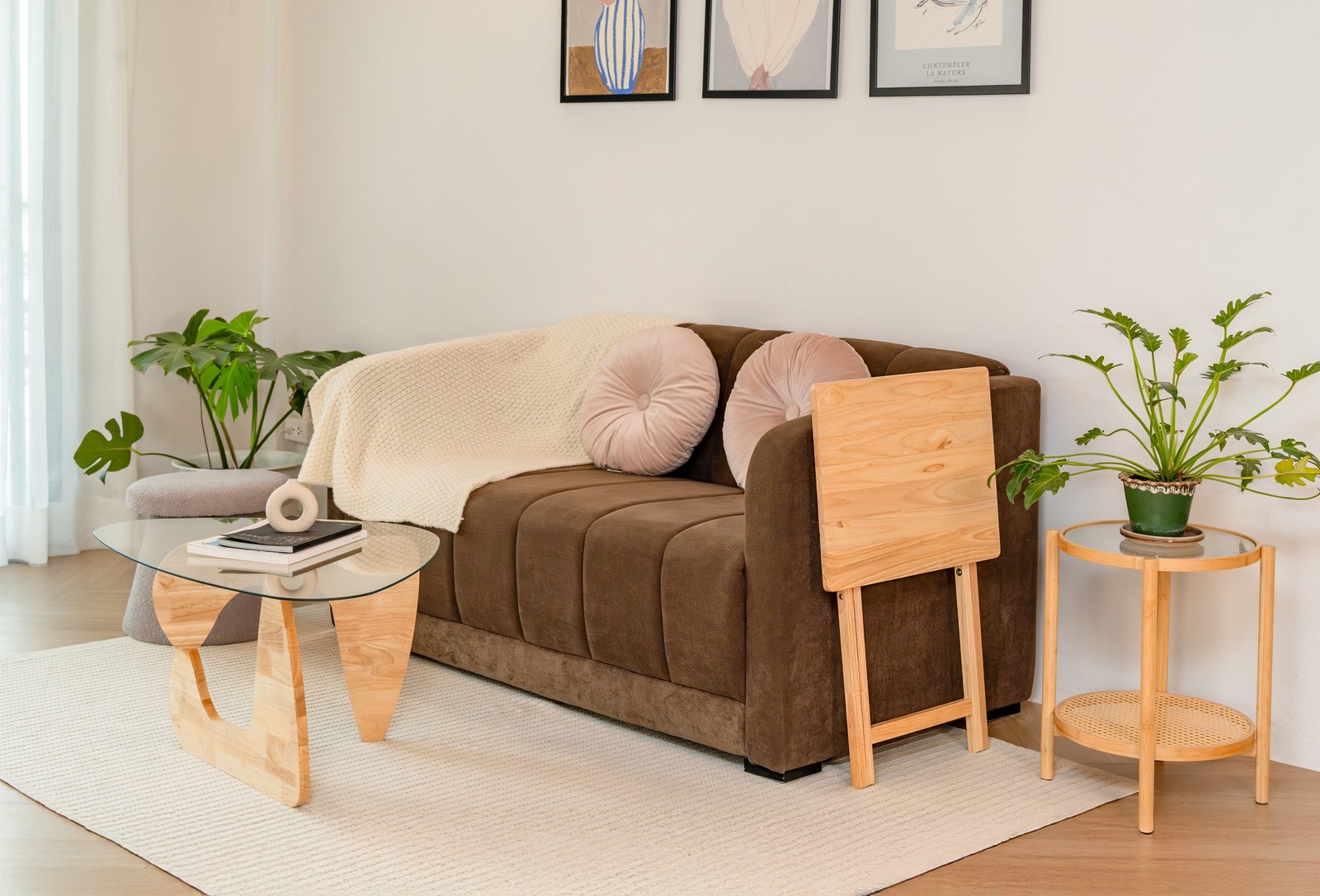 Folding TV Tray Table, Rubberwood, Natural, 19″ X 14.5″ X 26″, Indoor, 1 Piece