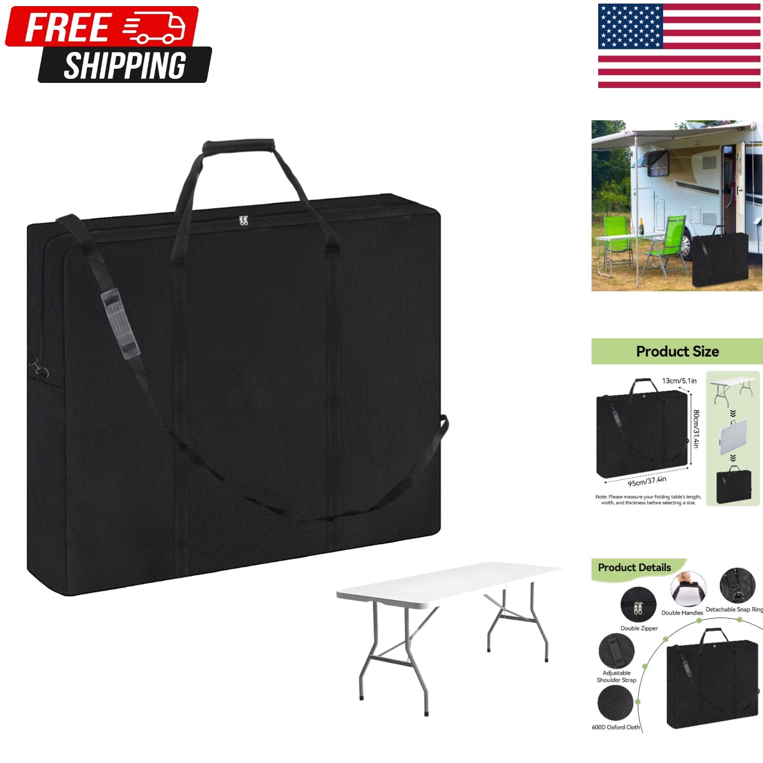 6Ft Folding Table Storage Bag, Waterproof Heavy Duty 600D Large Carrying Bag …