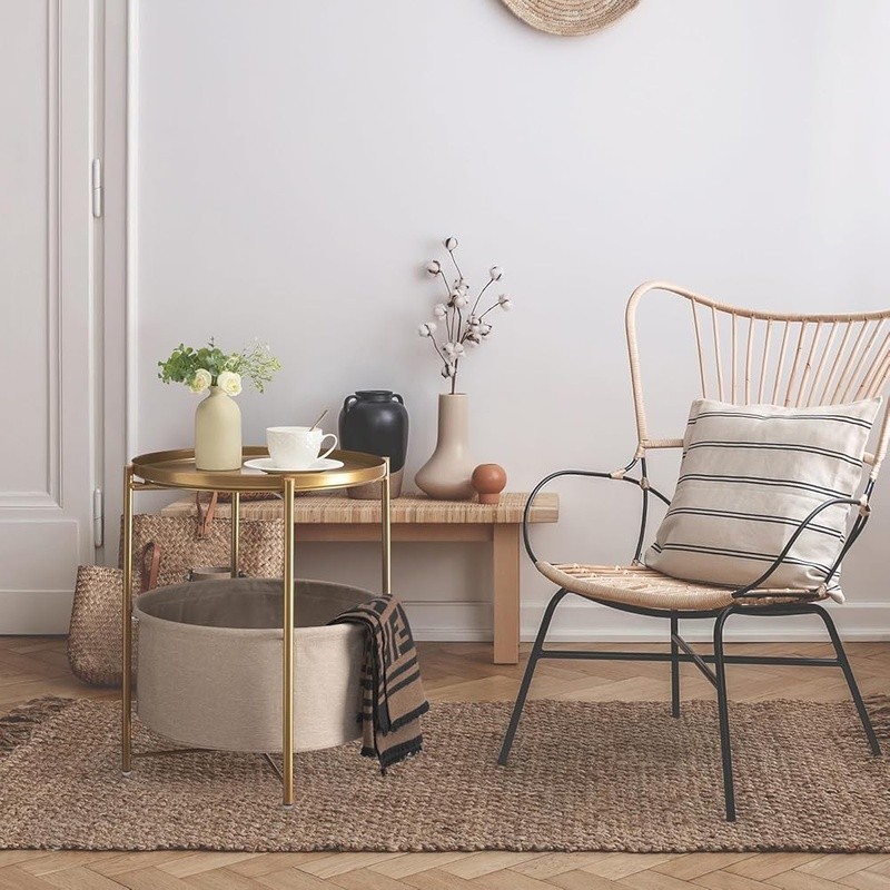 Versatile Removable Tray Side Table W/ Storage Basket Bedroom Living Room New
