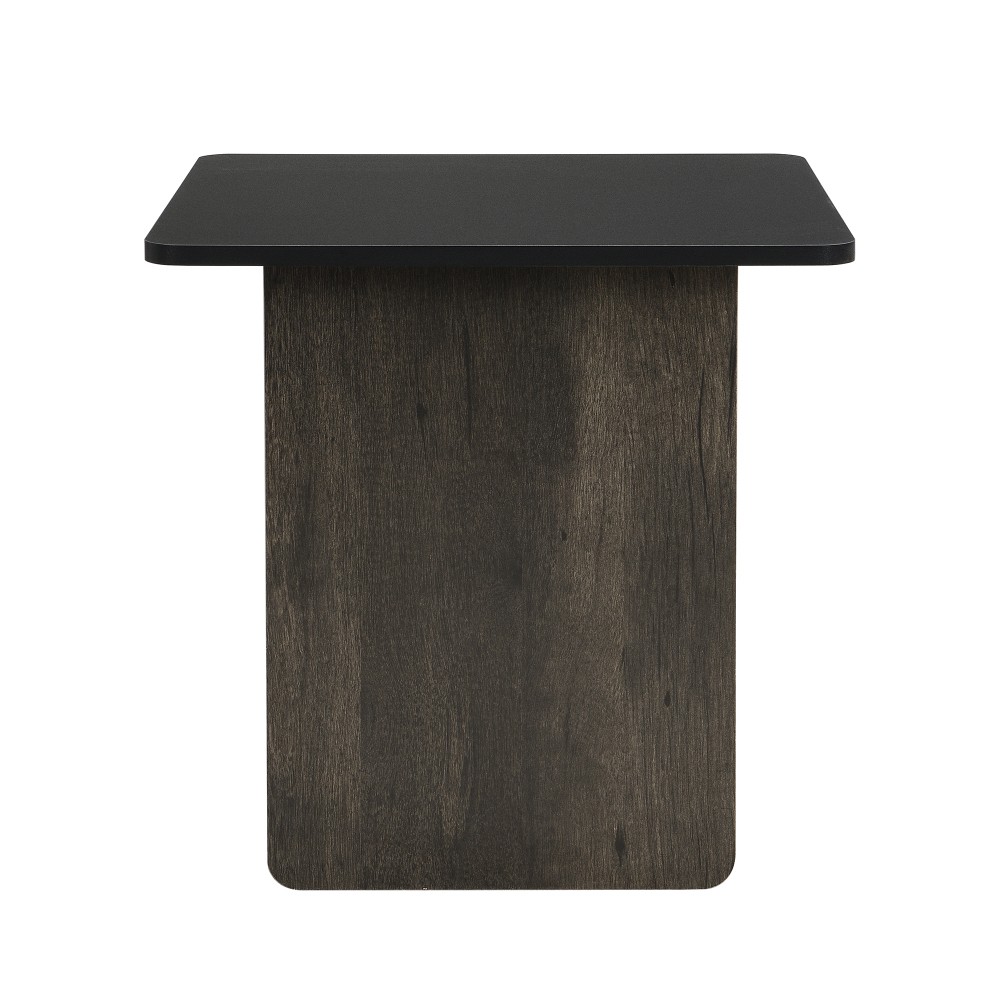 Modern Square Coffee & End Table Set of 2, Black, for Living Room, MDF & Metal