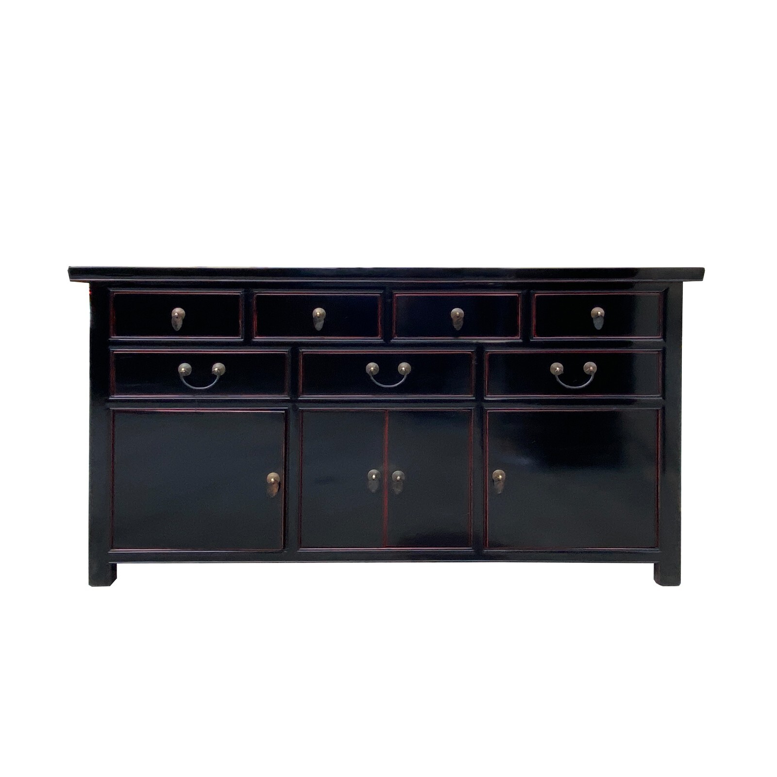 Chinese Black Lacquer 7 Drawers Sideboard Buffet Credenza Table Cabinet cs7507