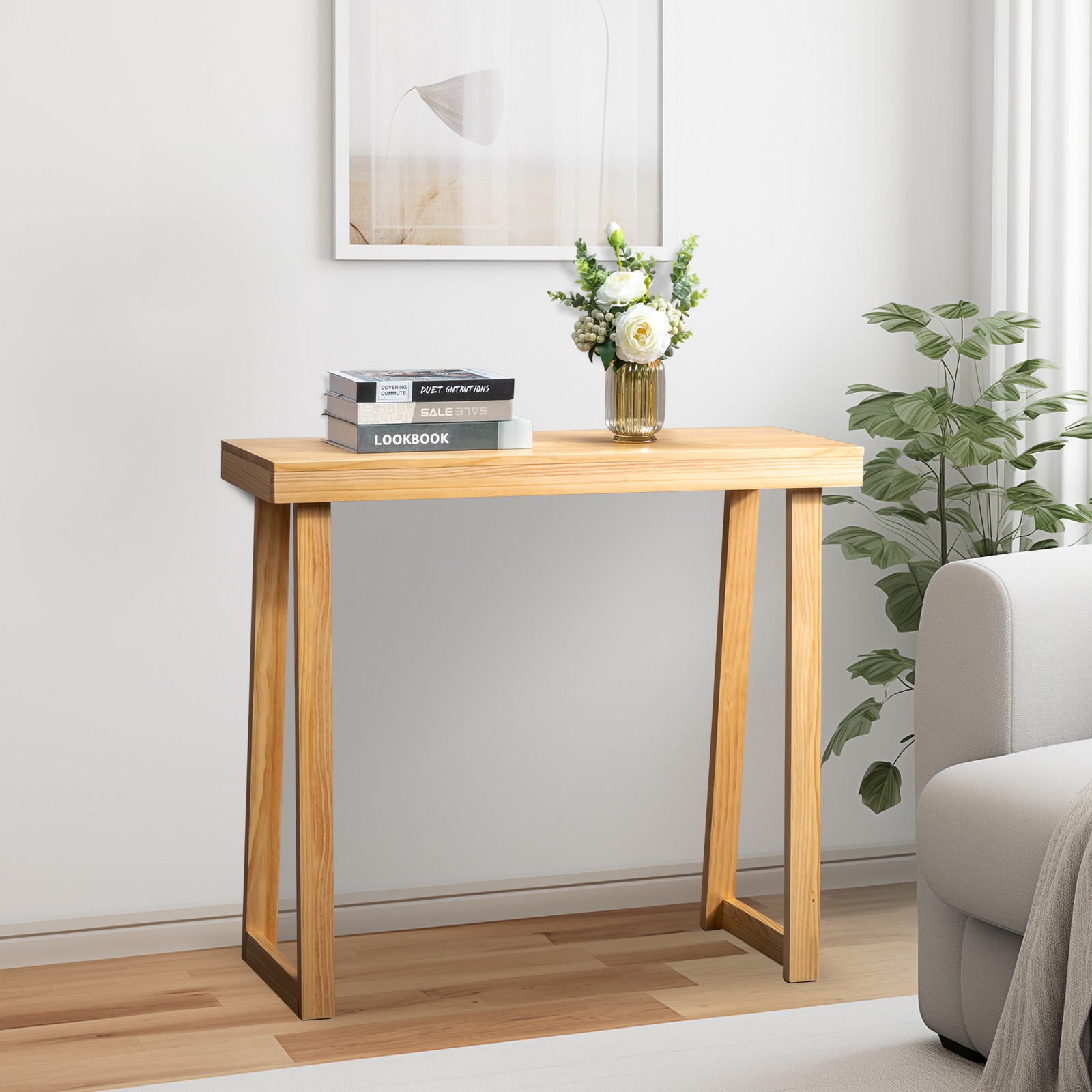 35.8inch Solid Wood Console Table for Entryway Sofa Table Narrow Entryway Table
