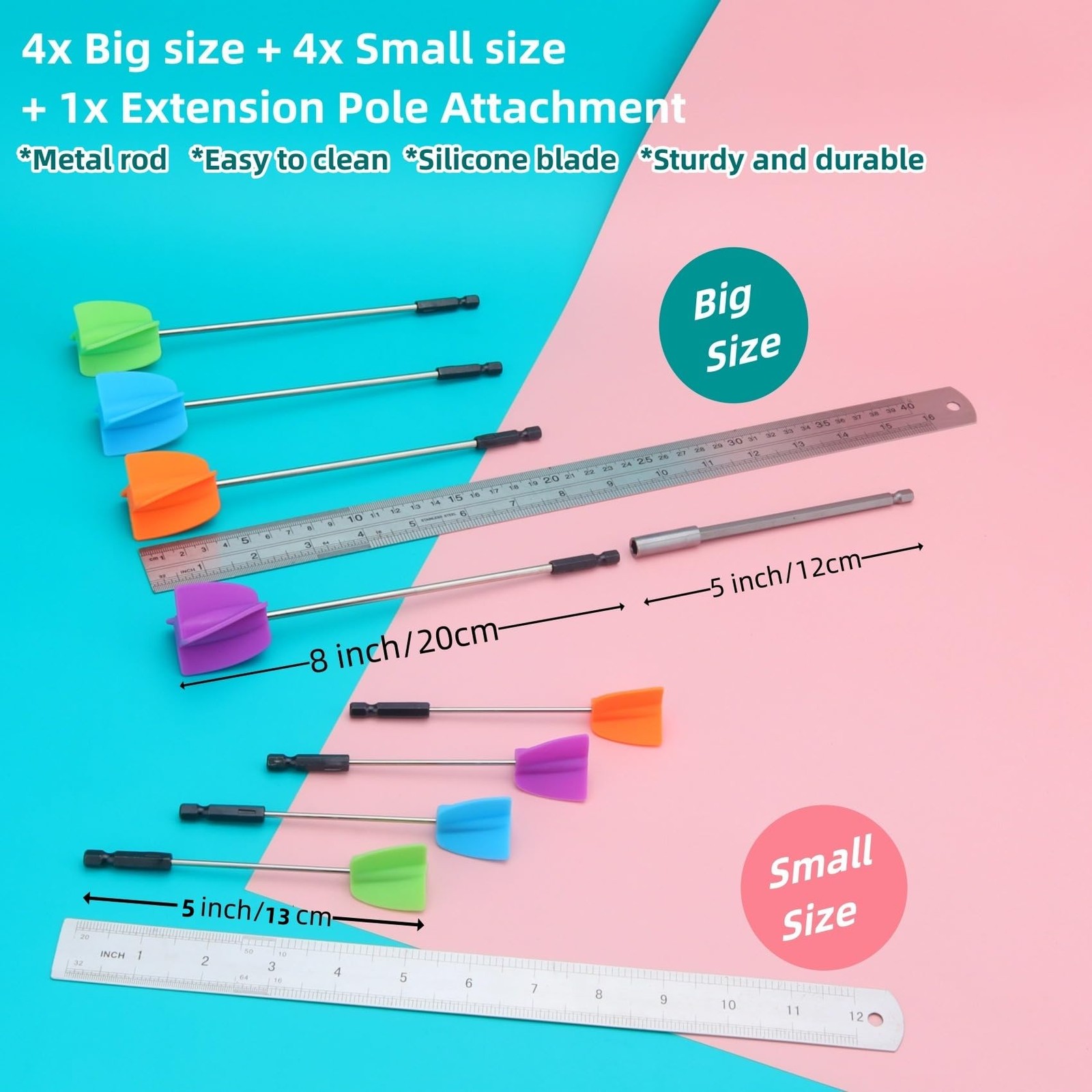4/Large+4/Small Sizes Silicone Resin Mixer Paddles,Reusable Reusable Paint…