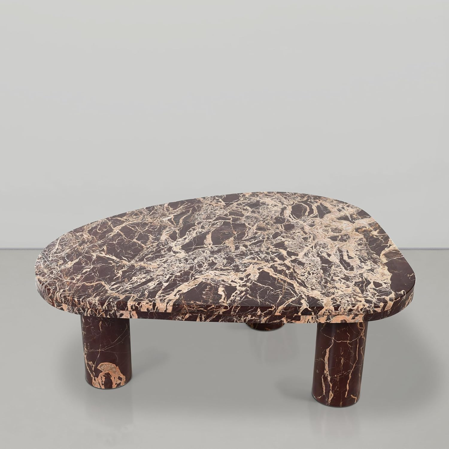 Art Deco Coffee Table with Burgundy Red Marble – Messina Collection 36″ W