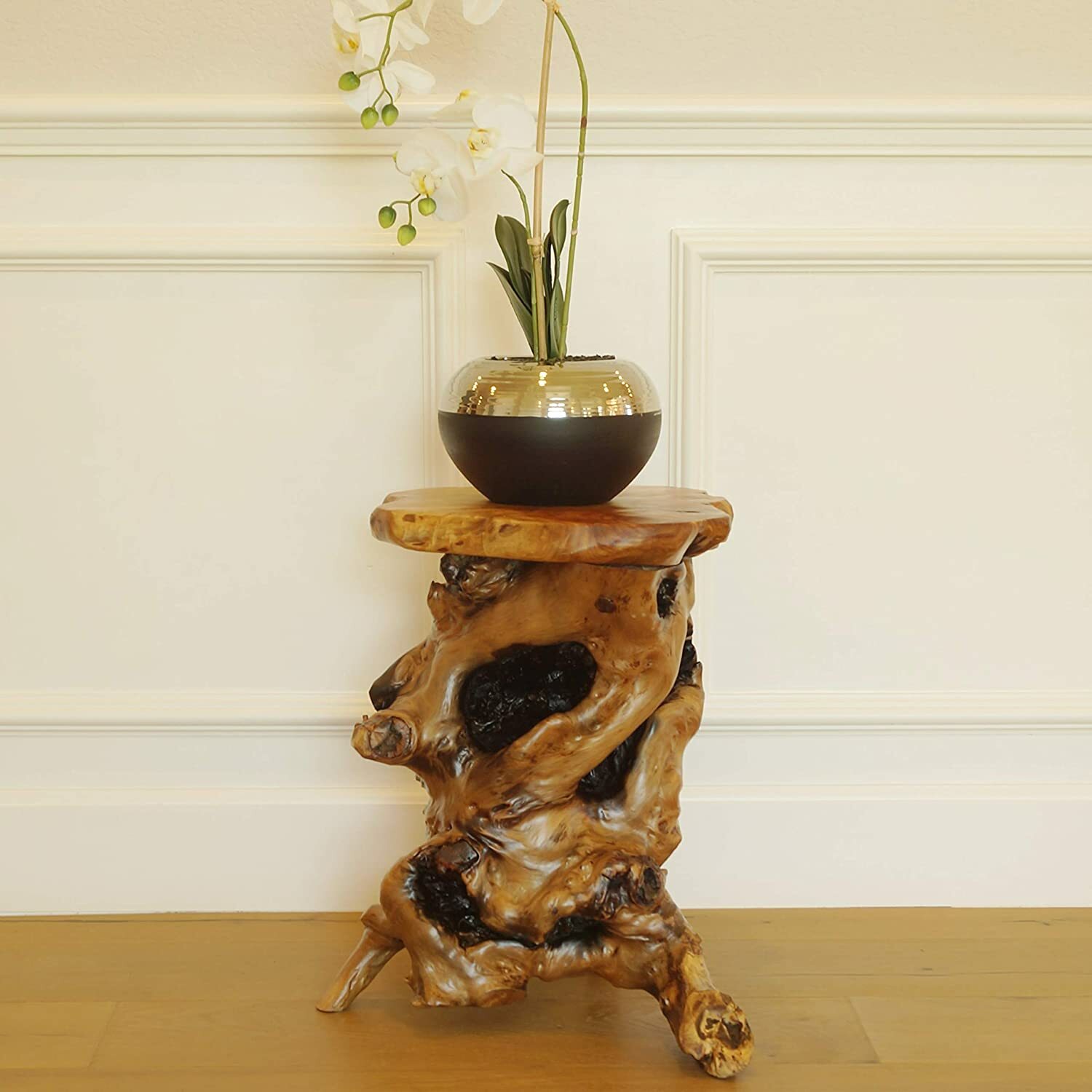Rustic Primitive Natural Cedar Root Wood Log Side End Table Chair Home Garden