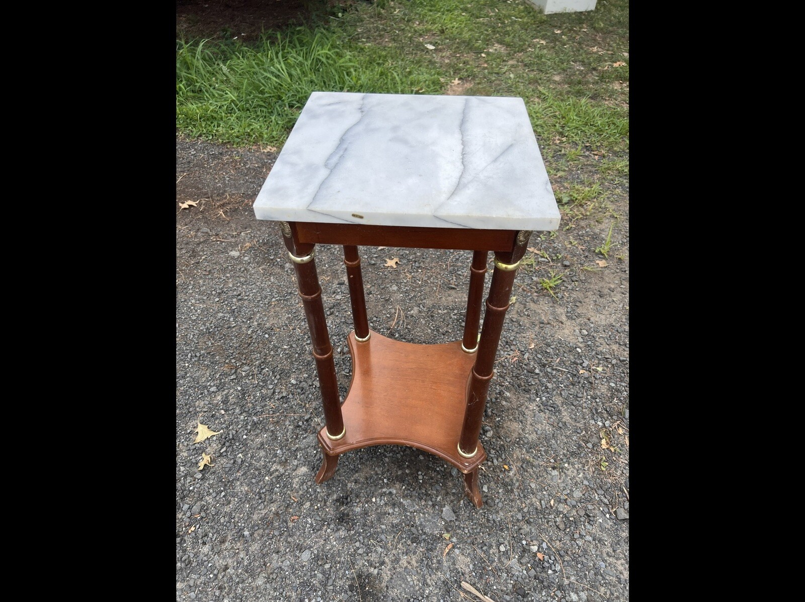 MARBLE SQUARE & WOOD END TABLE. GREAT DECOR FOR ANY ROOM