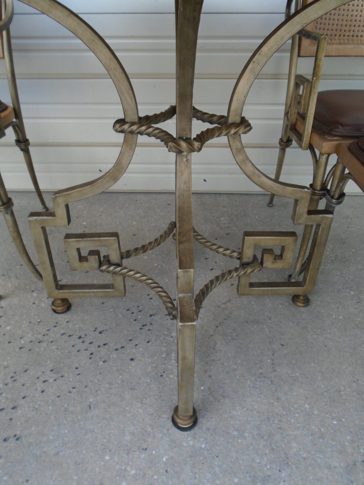 Greek Key Dining Set 4 Chairs + Table Gold Art Deco Chippendale Regency Nouveau