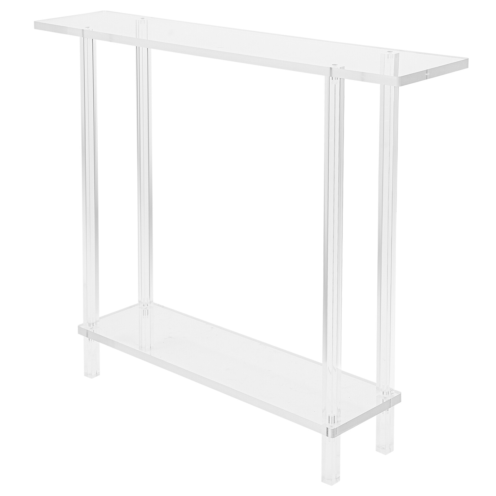 Acrylic Table Clear Entry Table Small Entryway Table W/ Open Shelves 100×80×20cm