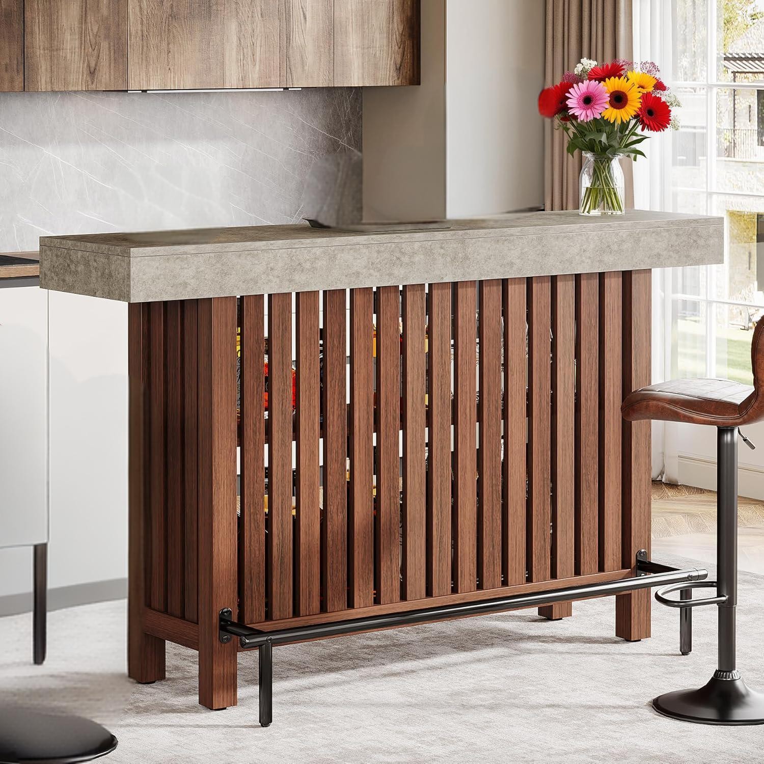 Rectangular Bar Table Ample Space for Storage and Elegant Display