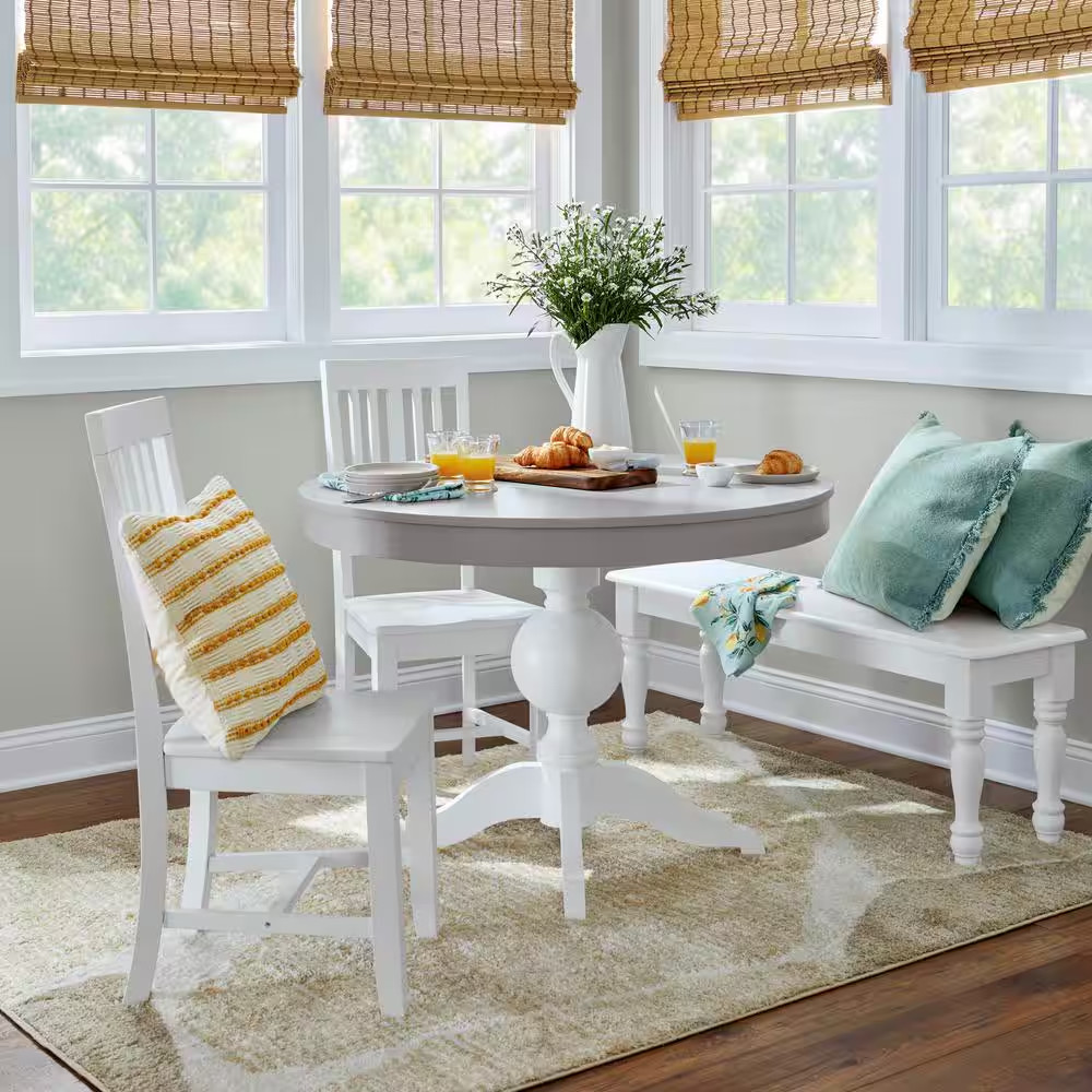 Round Pedestal Unfinished Natural Pine Wood Table for 4 (42 In. L X 29.75 In. H)