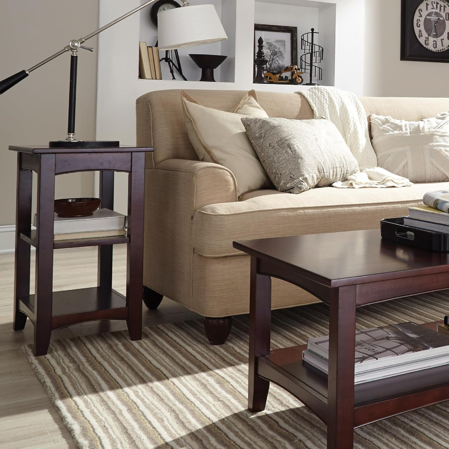 Shaker Cottage End Table with Dual Storage, Espresso Finish for Any Room