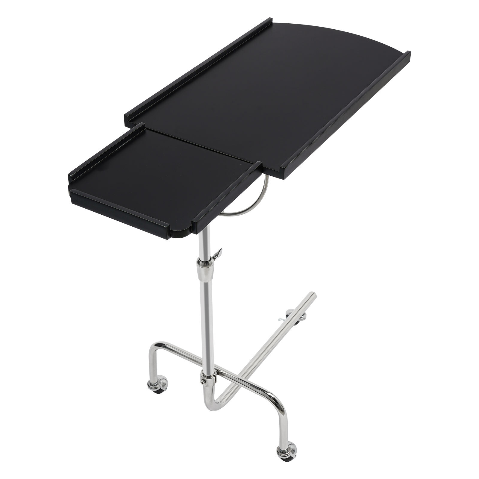 Modern Black Free-standing Adjustable Wood Swivel Tray Table w/ Ergonomic Stand