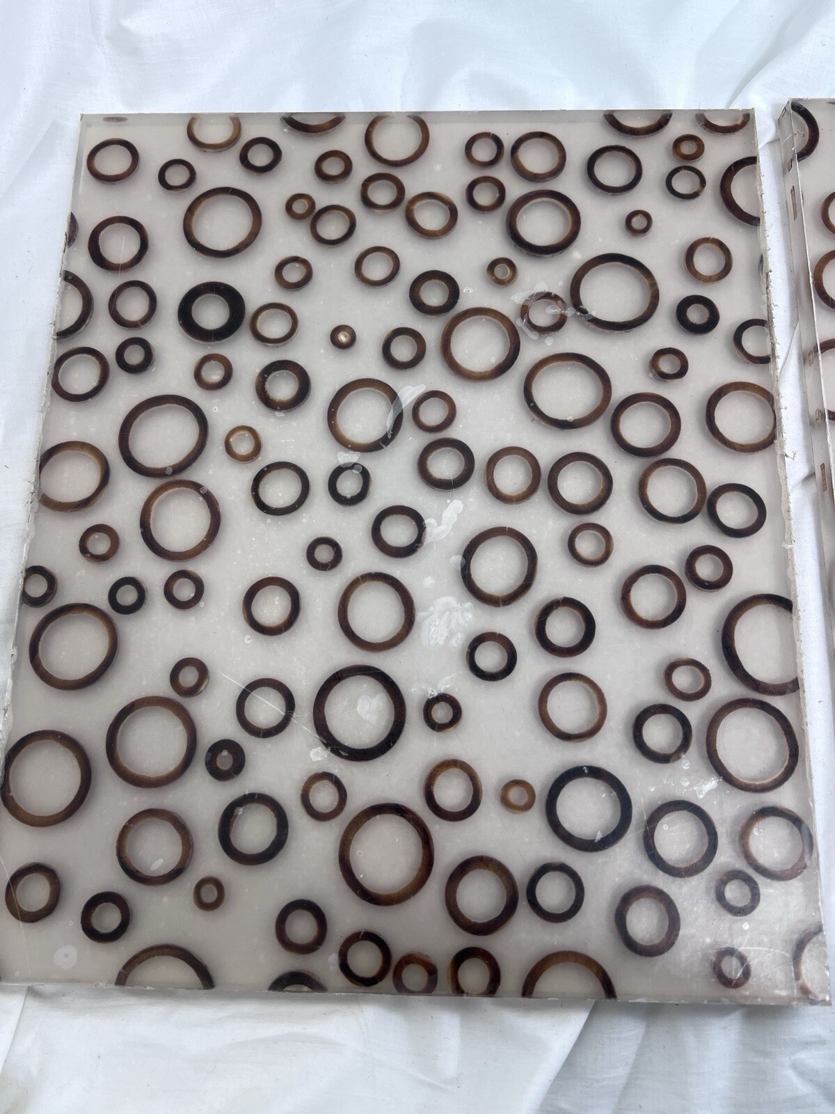 3 Sheets Natural Bamboo Rings In Clear Resin Wall Art, Table Top, Window Panel
