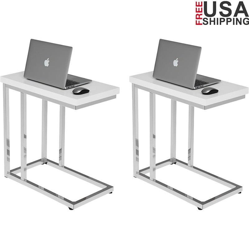 C Shaped Accent Tables Set of 2 Slim End Tables Living Room Bedroom Office New
