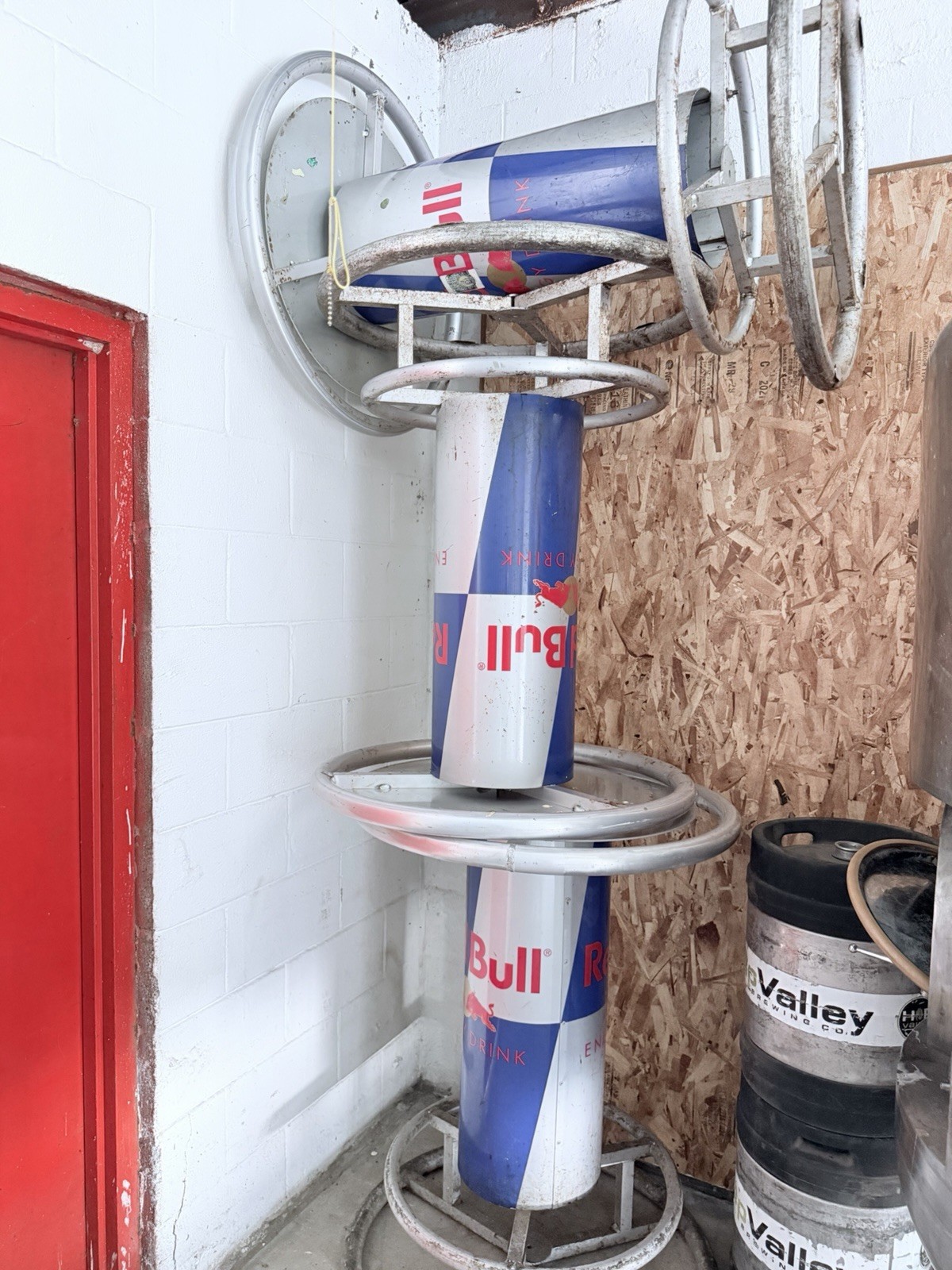 Red Bull Metal Round Bar Table 43in High Top w/ Circular Footrest