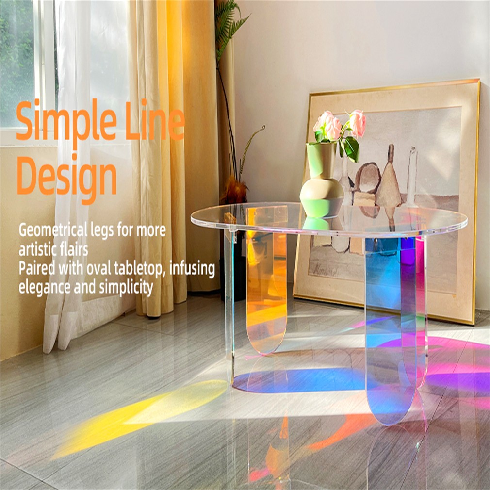 Rainbow-colored Coffee Table With Pvc Mat Vitality Indoor Home Decoration