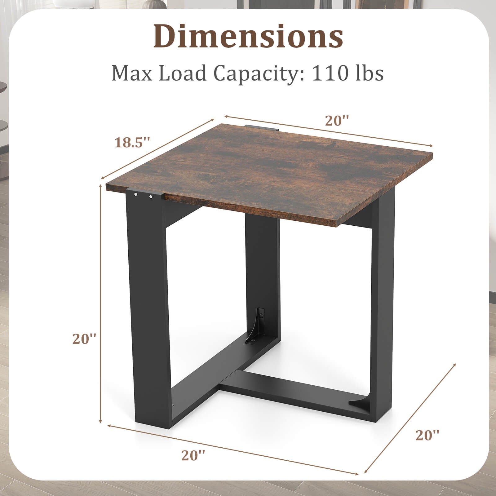 End Table, Industrial Sofa Side Table with Metal Frame for Small Space,Bedroom