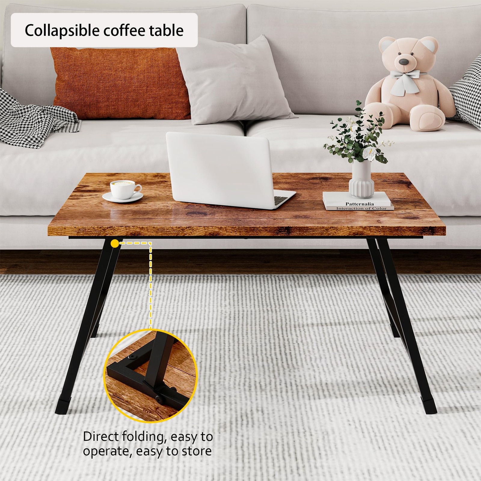 Foldable Rectangular Coffee Table – Stylish and Functional Folding Table for …