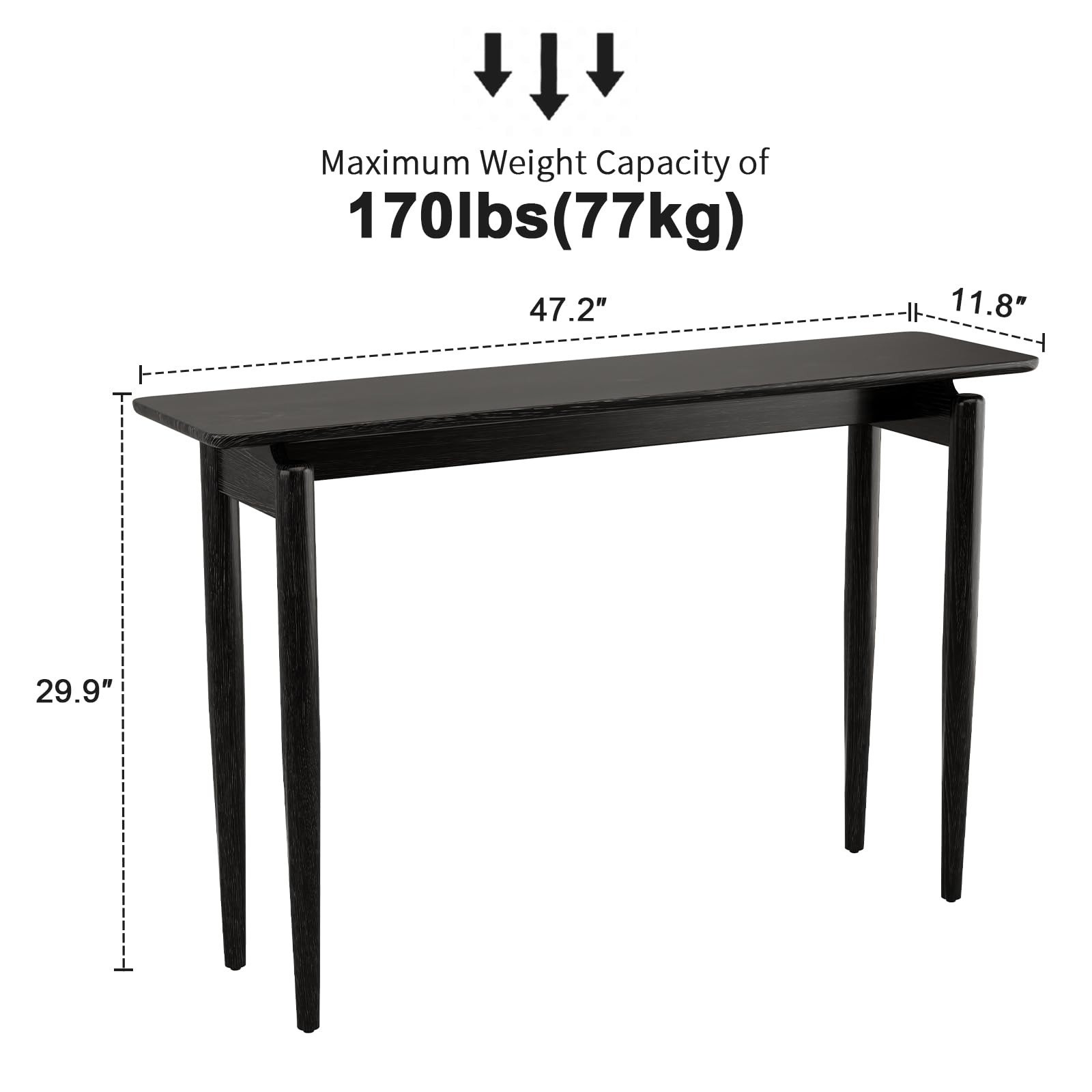 Wood Console Table Black Entryway Table, Thin Console Table, Sofa Tables 47.2 in