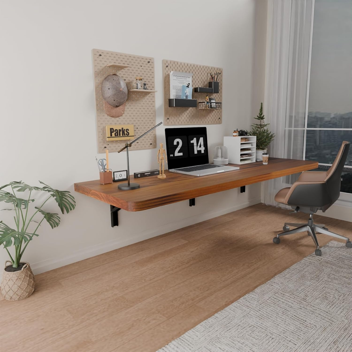 48″ Wall Mounted Folding Table with Pine Wood – Space-Saving Desk & Workbench