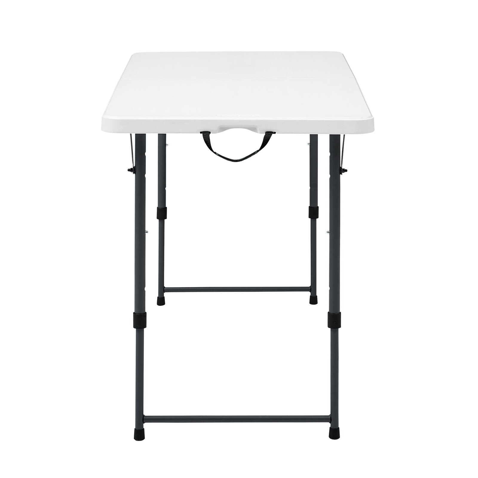 4 Ft Rectangular Folding Table Adjustable Height Durable Indoor Outdoor White US