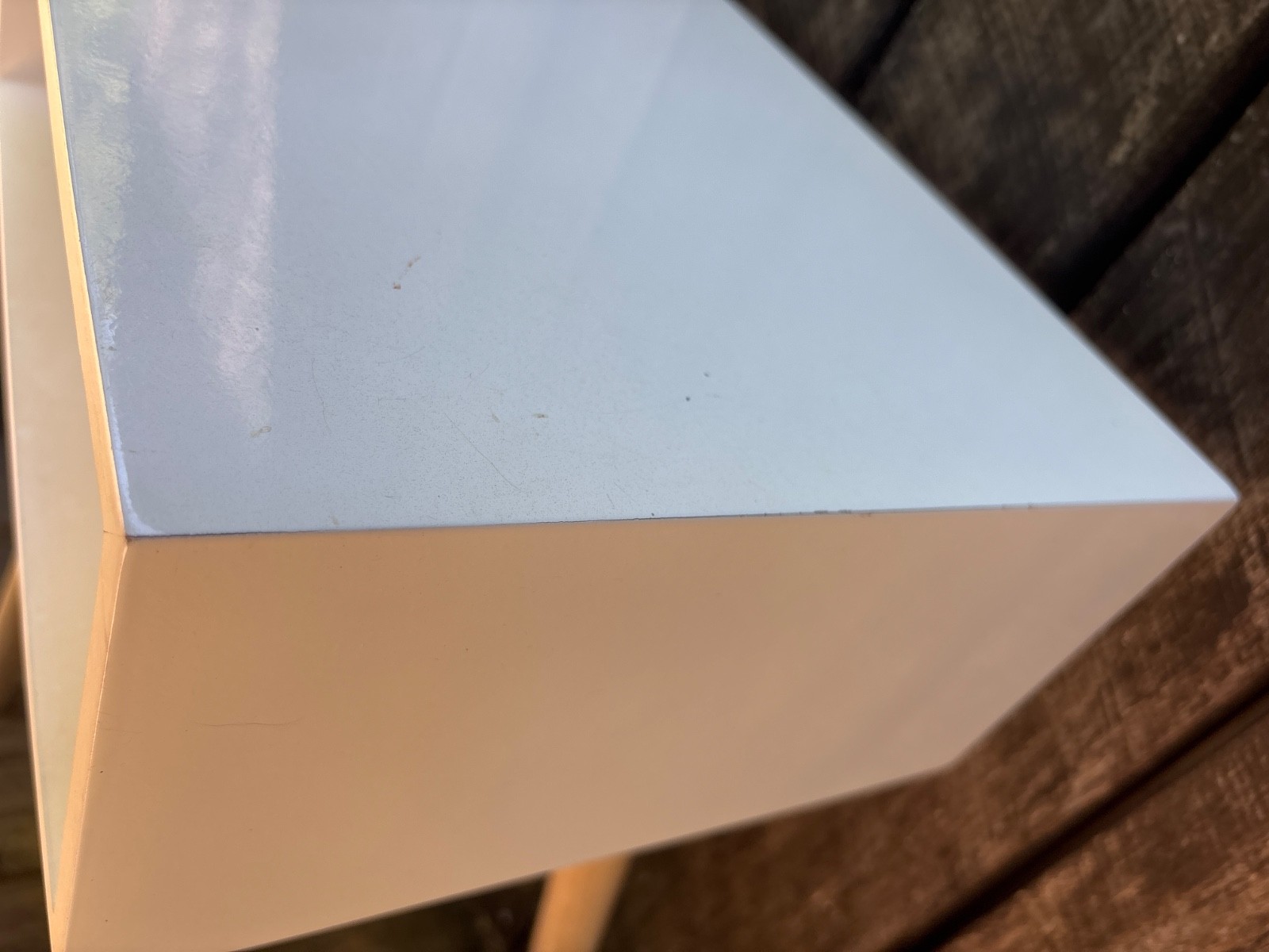white night table with wooden legs Home goods