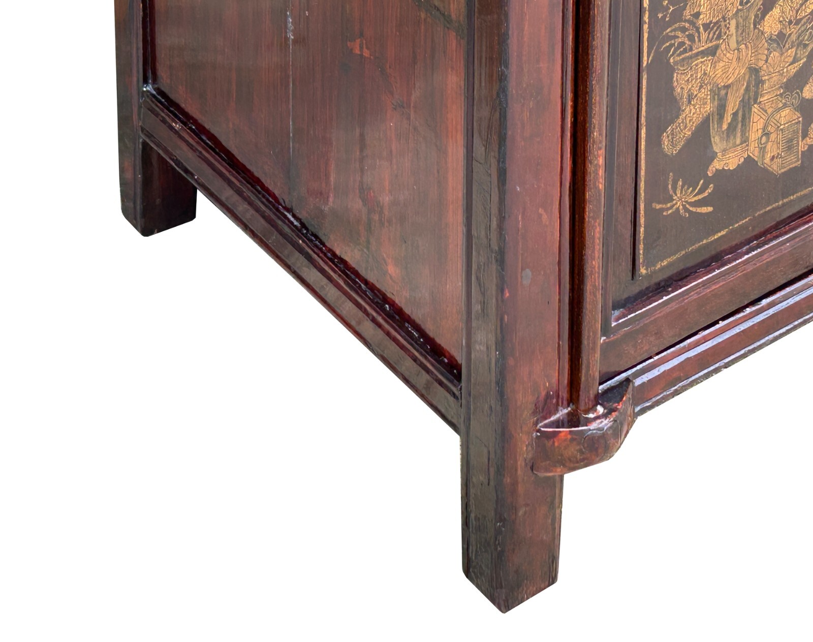 Vintage Chinese Floral Graphic Brown Drawers Table Credenza Cabinet cs7779