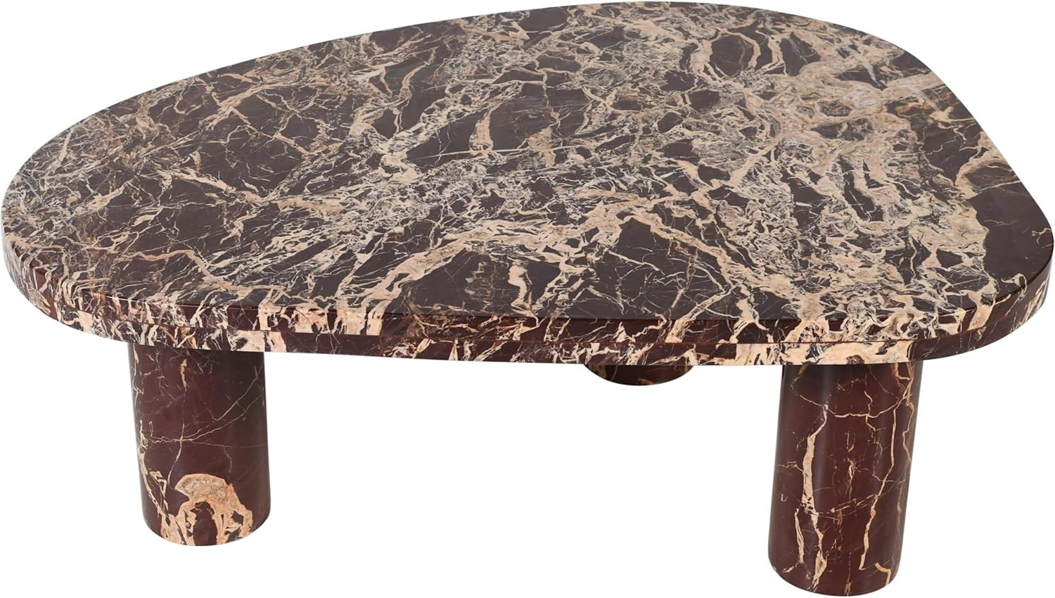 Art Deco Coffee Table with Burgundy Red Marble – Messina Collection 36″ W