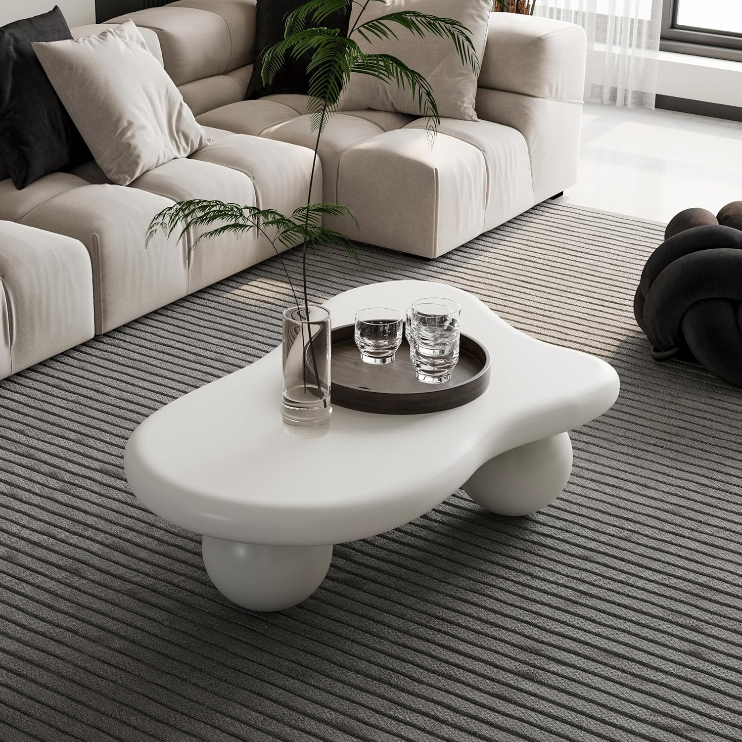 40″ Irregular Cloud Coffee Table Asymmetrical Tea Table Low Coffee Table Unique