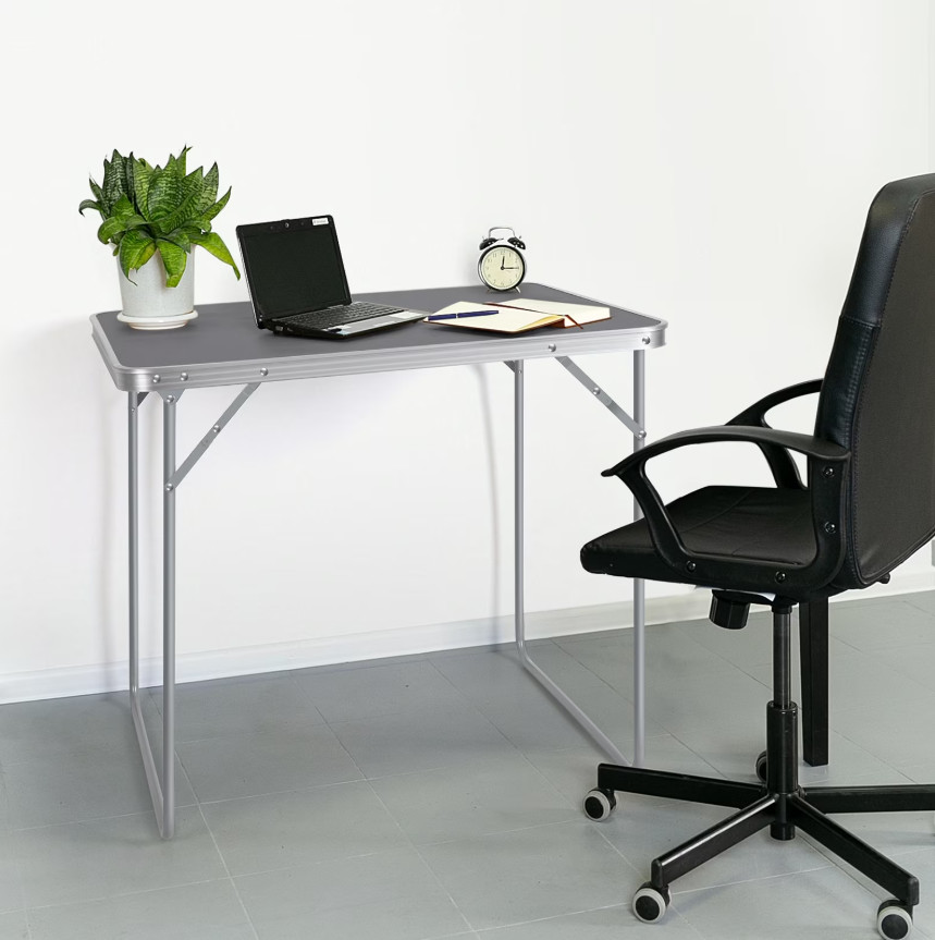Space-Saving Folding Table, Portable Charcoal Gray Multi-Purpose Card Table