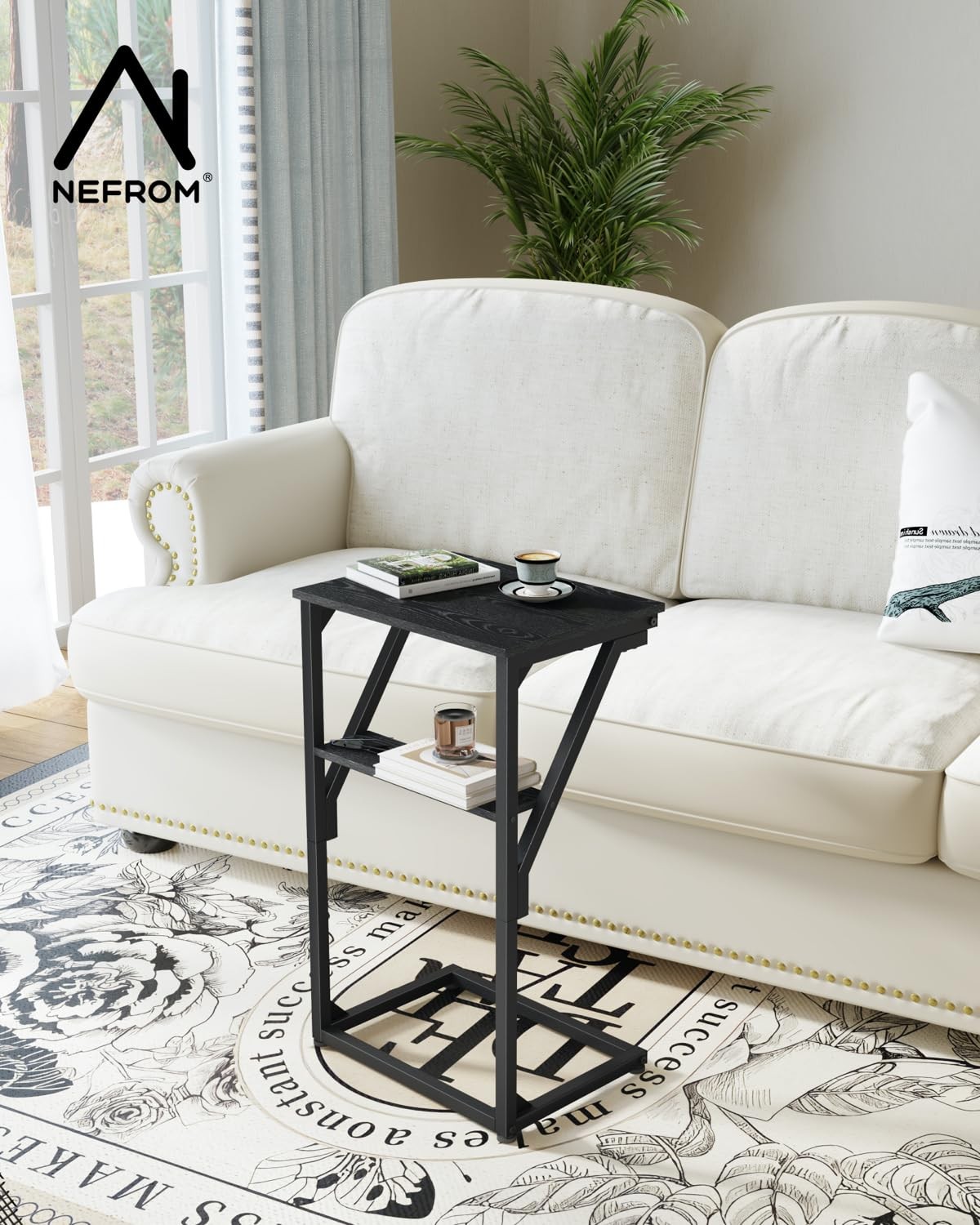 C Shaped End Table Small Sofa Side Table TV Tray Living Room Bedroom