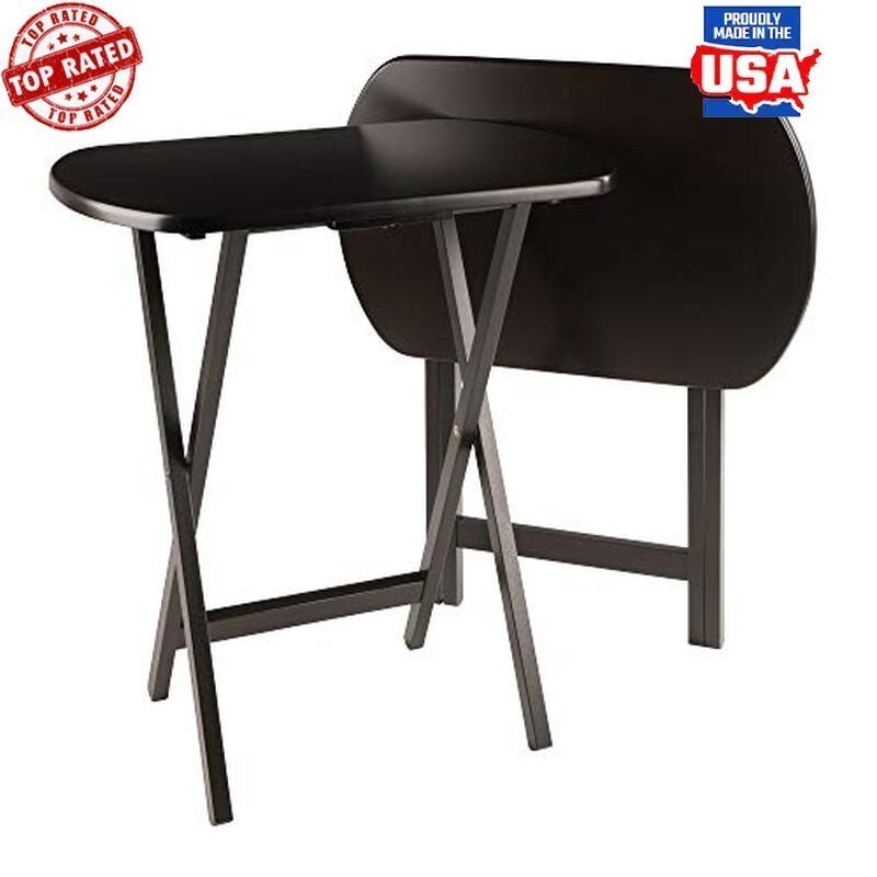 Coffee Finish Portable Snack Tables 2pcs Oversize Folding 25lb Capacity New