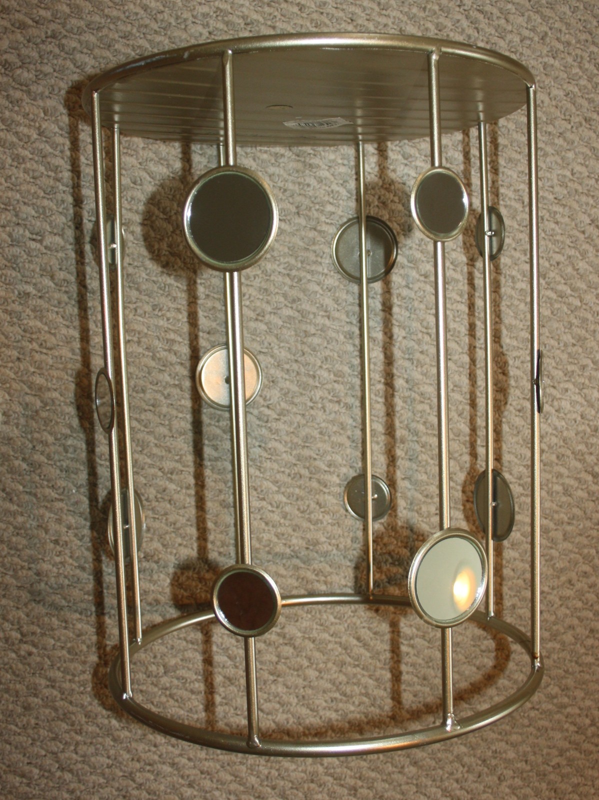 Retro Mirrored Top Gold Accent Table Open Frame Mirror Circles 13X17.75