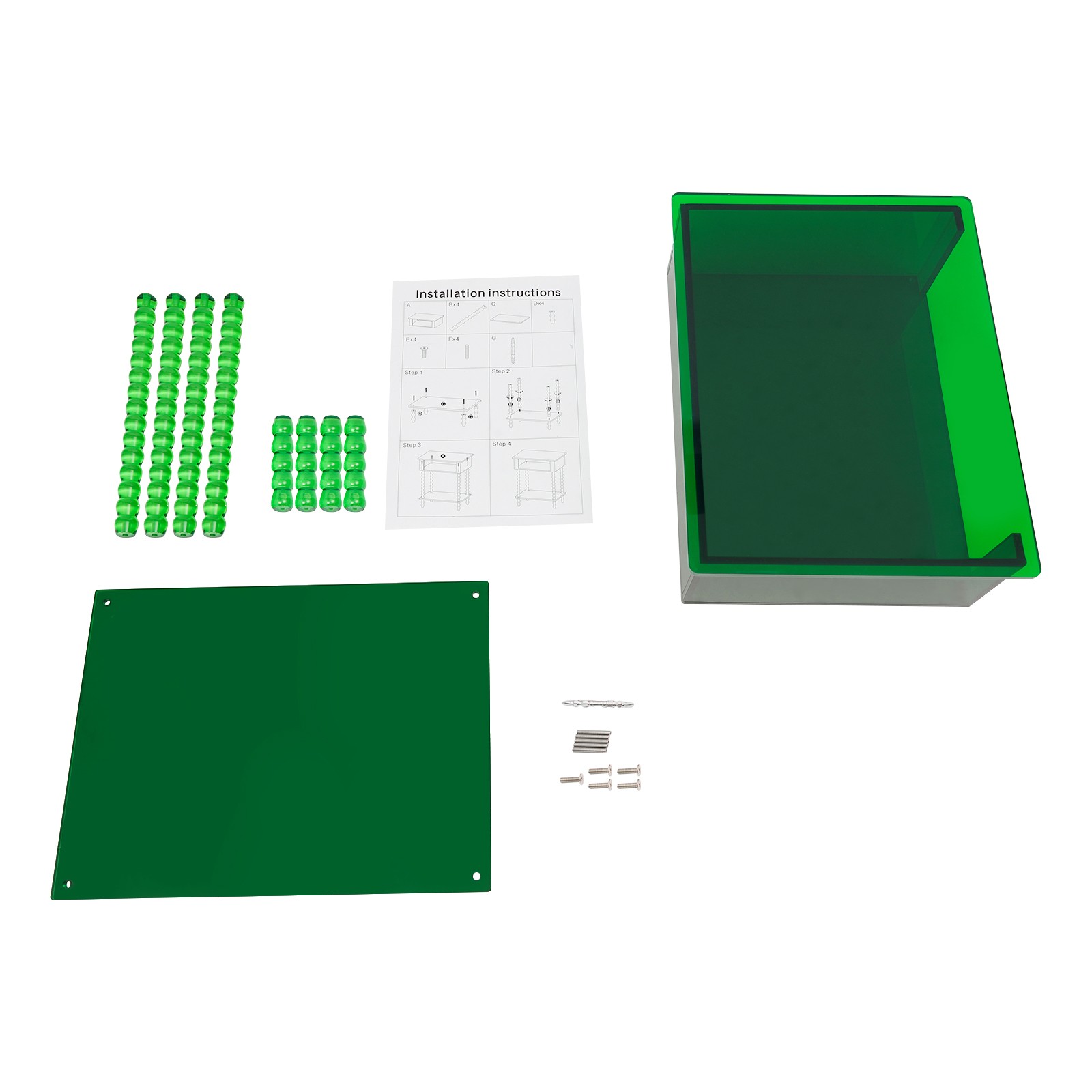 Acrylic Side Table End Table w/ Storage Nightstand for Living Room Bedroom Green