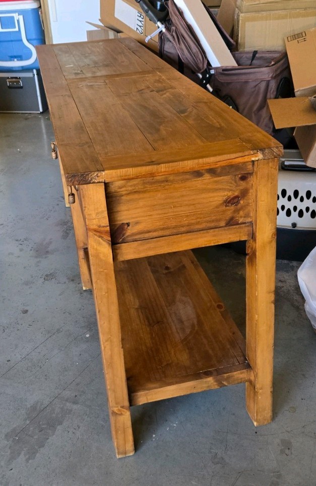 Rustic solid pine Wooden console Table 85340 Natural Brown Mexican furniture