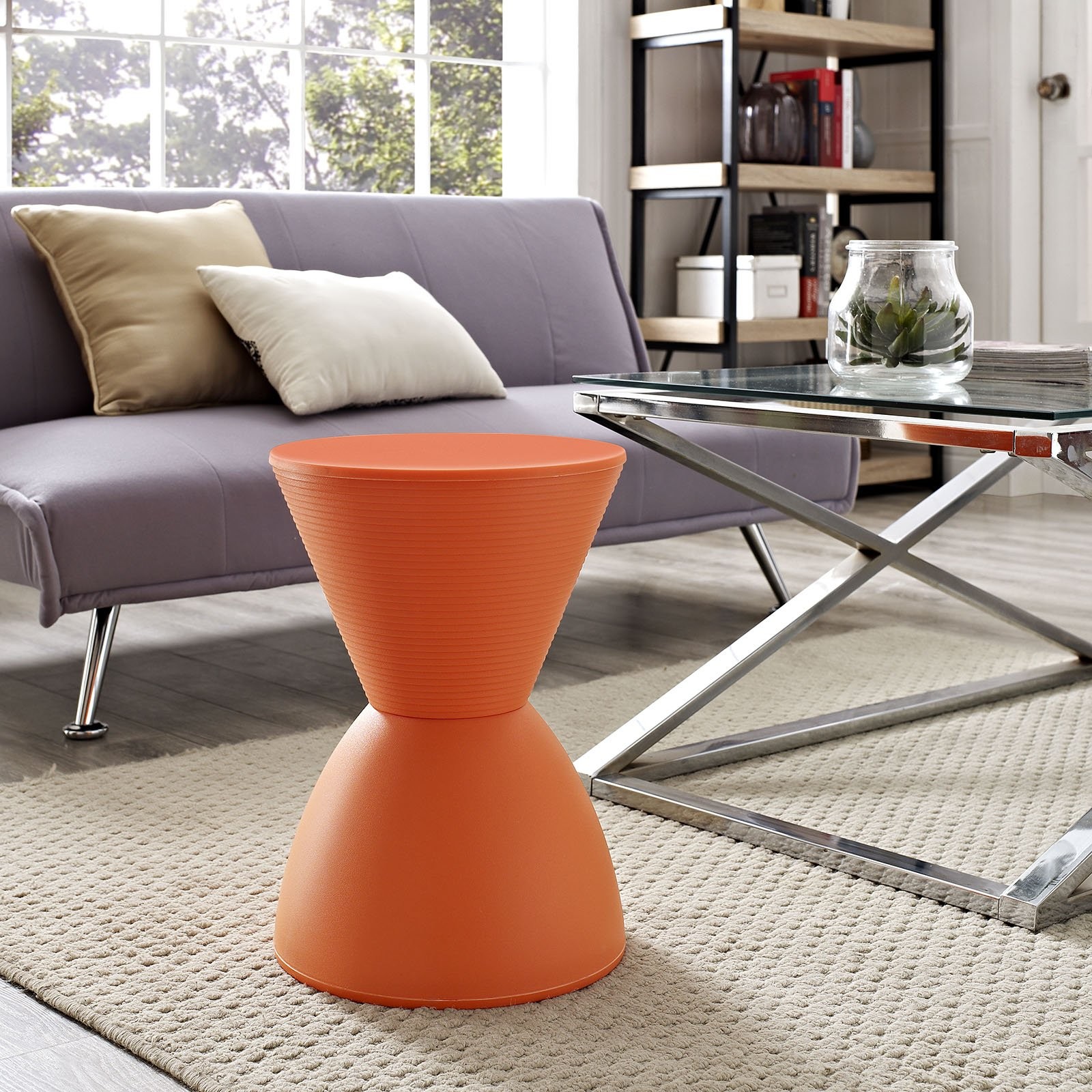 Hawthorne Collections 17″ Storage Stool in Orange