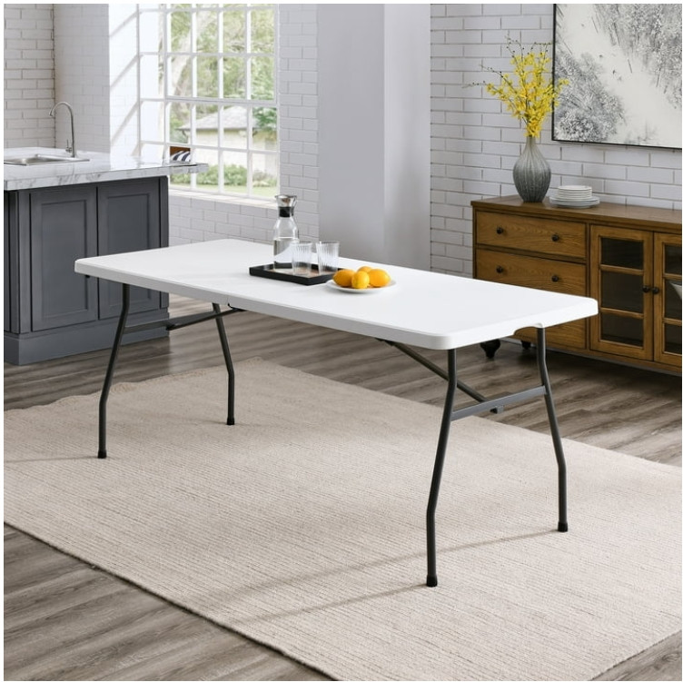 6FT Portable Folding Table – Fold-in-Half Picnic Table w/Handle, On-the-Go – NEW