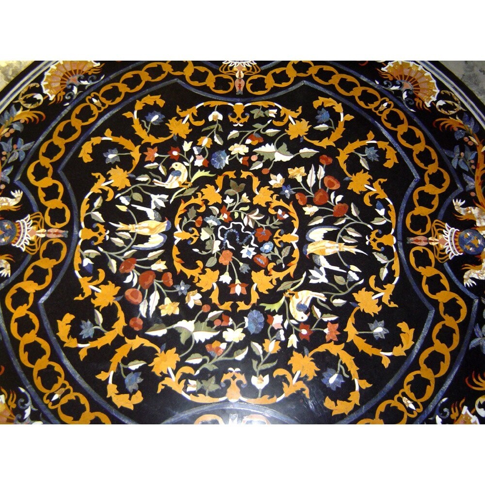 48″ Marble dining Table Top Handmade marquetry handmade Pietra dura Inlay