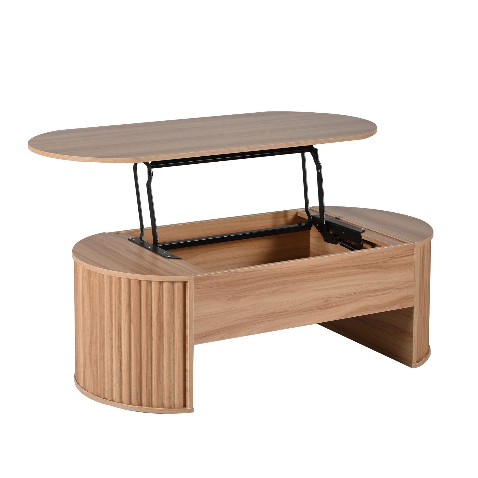 Modern Oval Lift-Top Coffee Table Center Table w/ Hidden Storage For Living Room